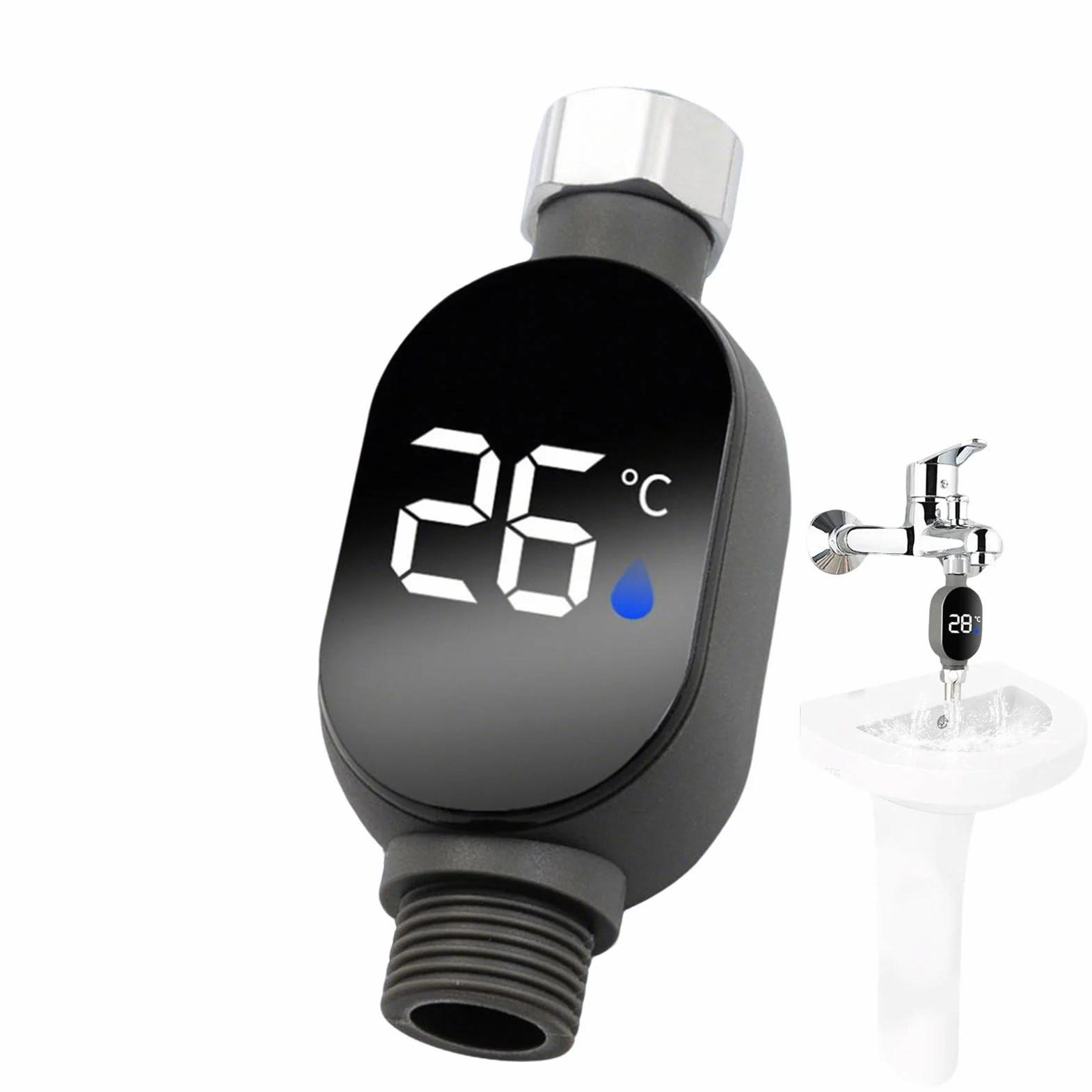 Thermostat de bain imperméable avec affichage LED, moniteur de température de douche