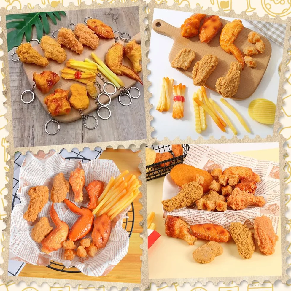 SUNNYCLUE Faux Poulet Frit Artificiel Modèle Frites Nuggets Plastique Décoration Maison Cuisine Fêtes