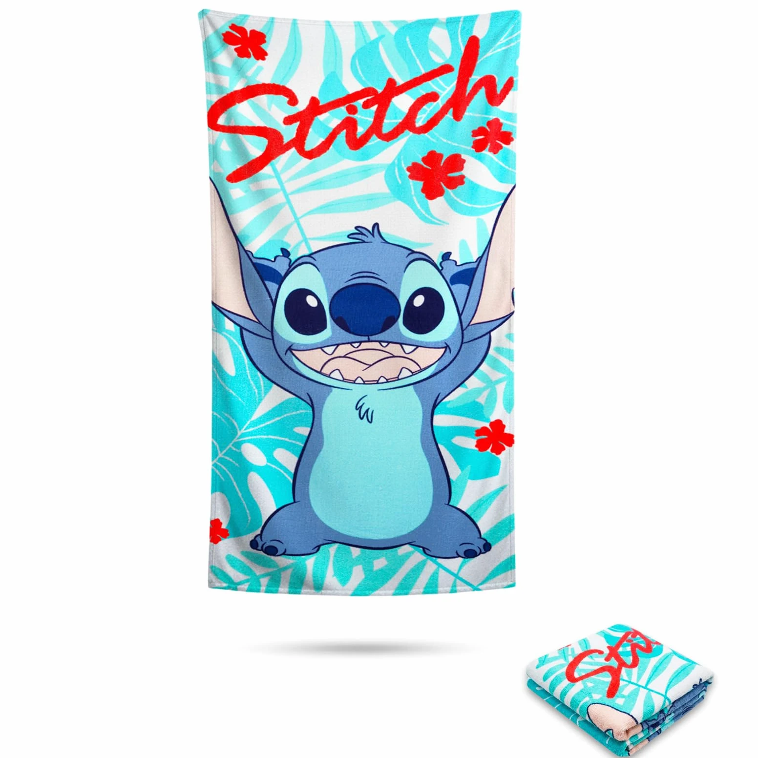 Disney Lilo and Stitch – Ensemble de serviettes de plage en microfibre de 68,6 x 137,2 cm avec décalcomanies, plus | Serviette de plage Stitch pour enfants et adultes