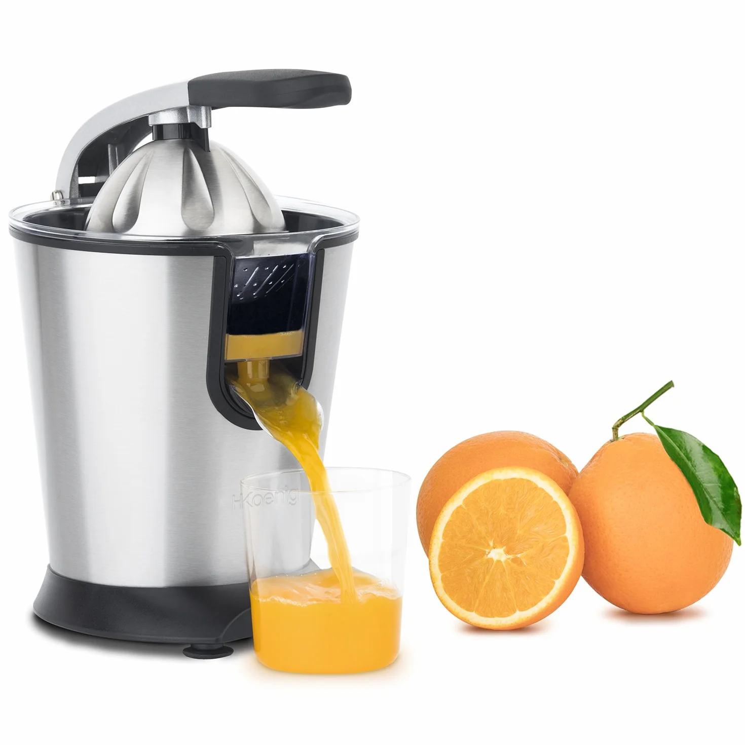 H.Koenig Presse-agrumes électrique professionnel AGR80, inox, 160W, Argent