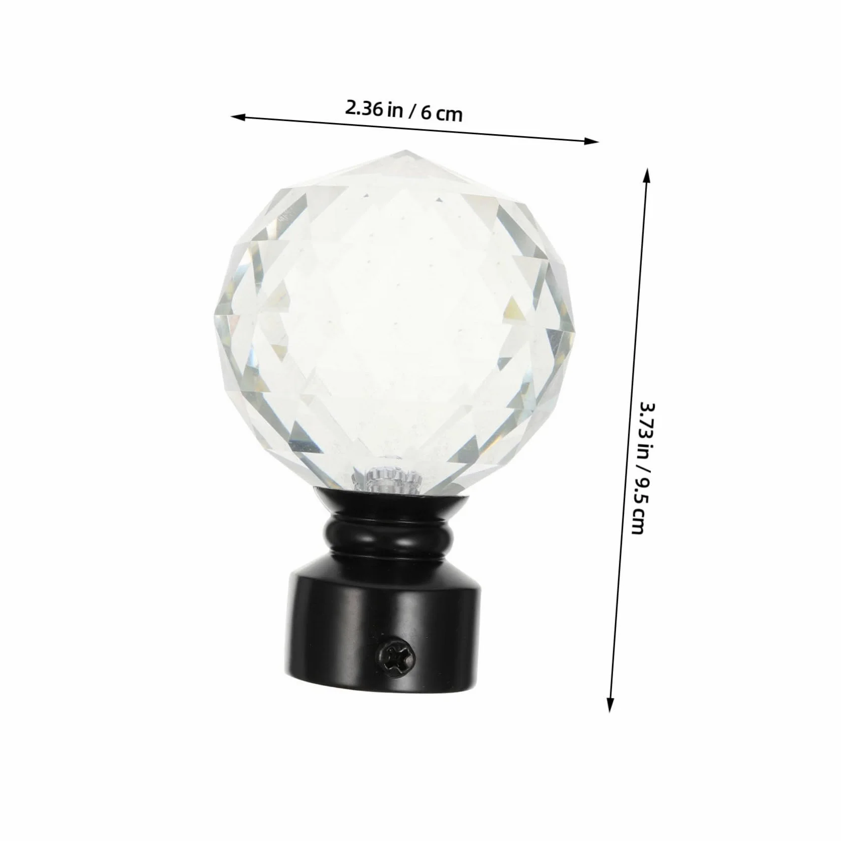 Veemoon Embouts de Tringle à Rideaux en Cristal, Lot de 2, Fer Noir | Style Simple Rétro, pour Maison et Chambre, Accessoires de Finition pour Tige de Rideau
