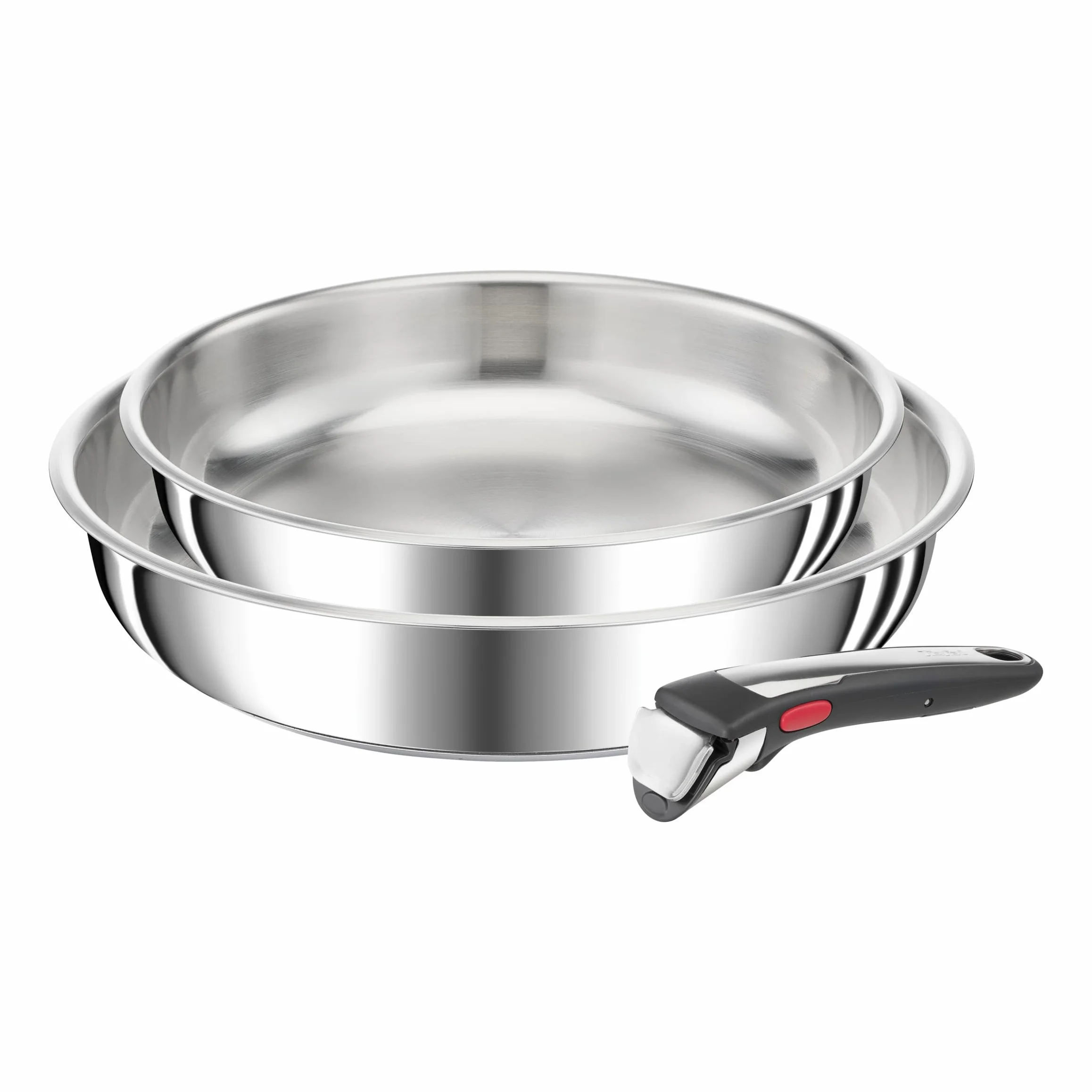 Tefal Ingenio Preference Lot de 2 Poêles 24/28 cm Poignée amovible Induction Acier inoxydable Empilable