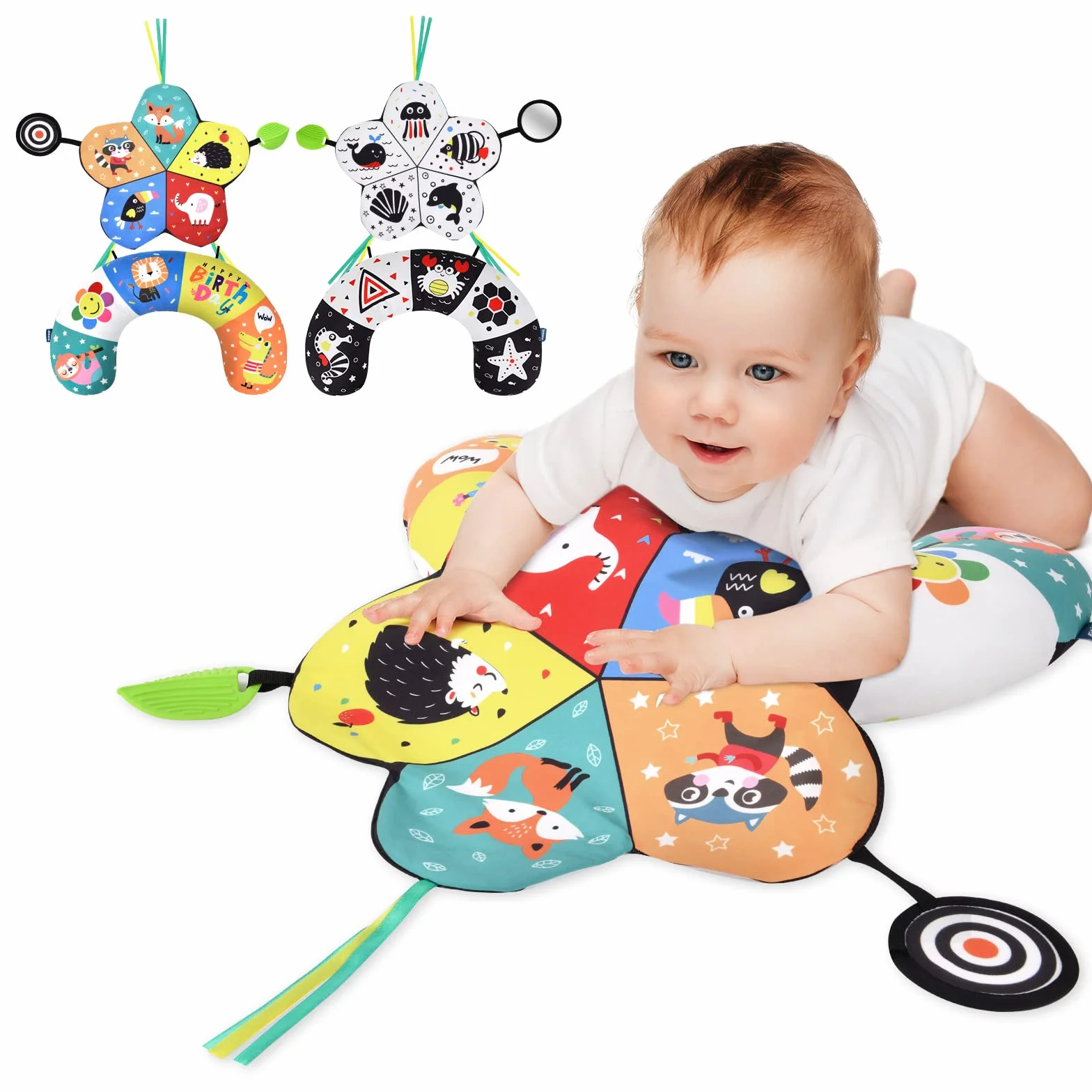 Vicloon Coussin interactif pour bébé Jeu Sur le Ventre Et Assis 0-6 Mois Développement Muscles