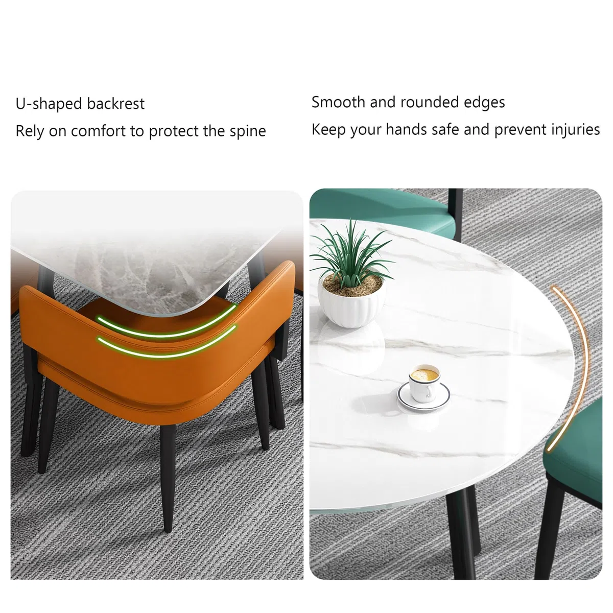 Ensemble Table et chaises Modernes 5 pièces pour 4 Personnes – Mobilier de Cuisine carré/Rond pour Petits espaces – Table de réunion élégante avec chaises pour Salle à Manger – Parfait pour