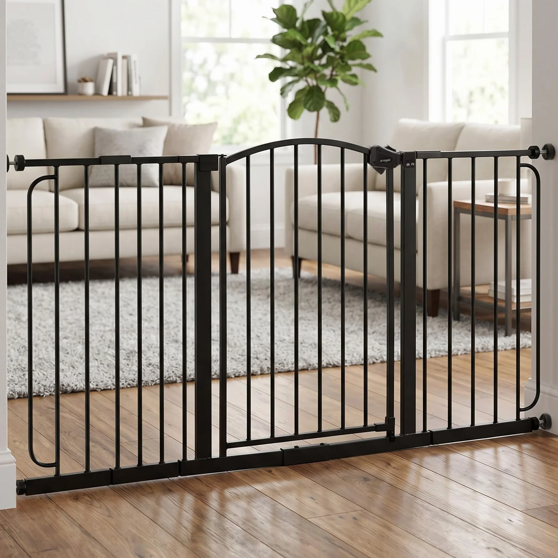 Regalo Safety Super Wide Arched Baby Gate 75-150cm Pressure Mounted Bronze