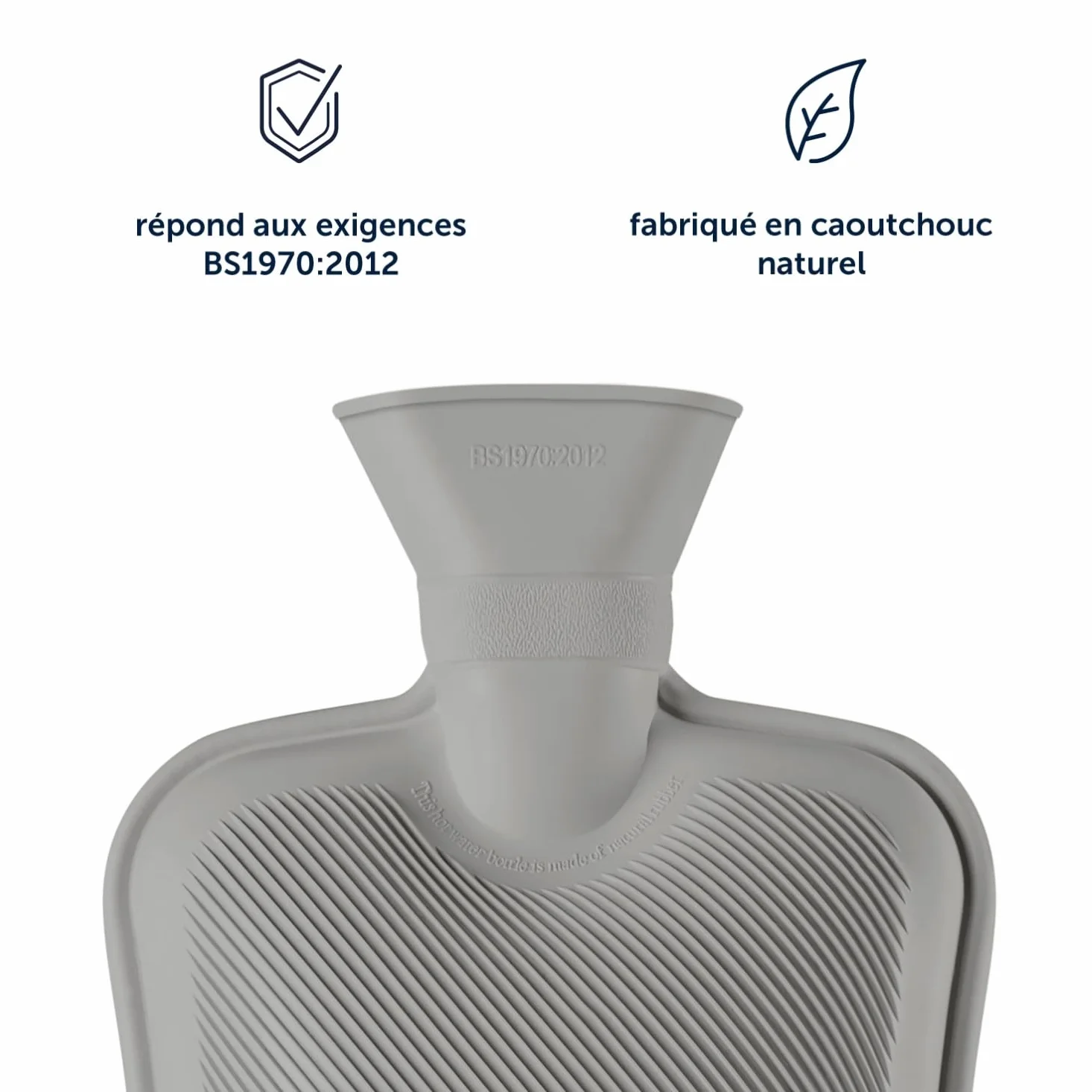 Blumtal Bouillotte Eau Chaude Premium avec Housse en Peluche Douce – Caoutchouc Naturel, Gris