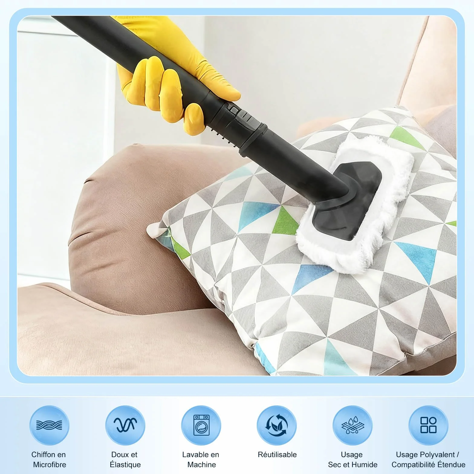 Accessoires Nettoyeur Vapeur Universels, Pads Lavables, Chiffons Microfibre 10 Pièces