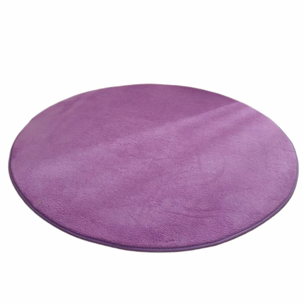 Tapis rond en velours corail antidérapant lavable pour chien, tapis de chambre à coucher, tapis de couloir, tapis de douche, pour salle à manger, chambre à coucher, salon, violet, 160 cm