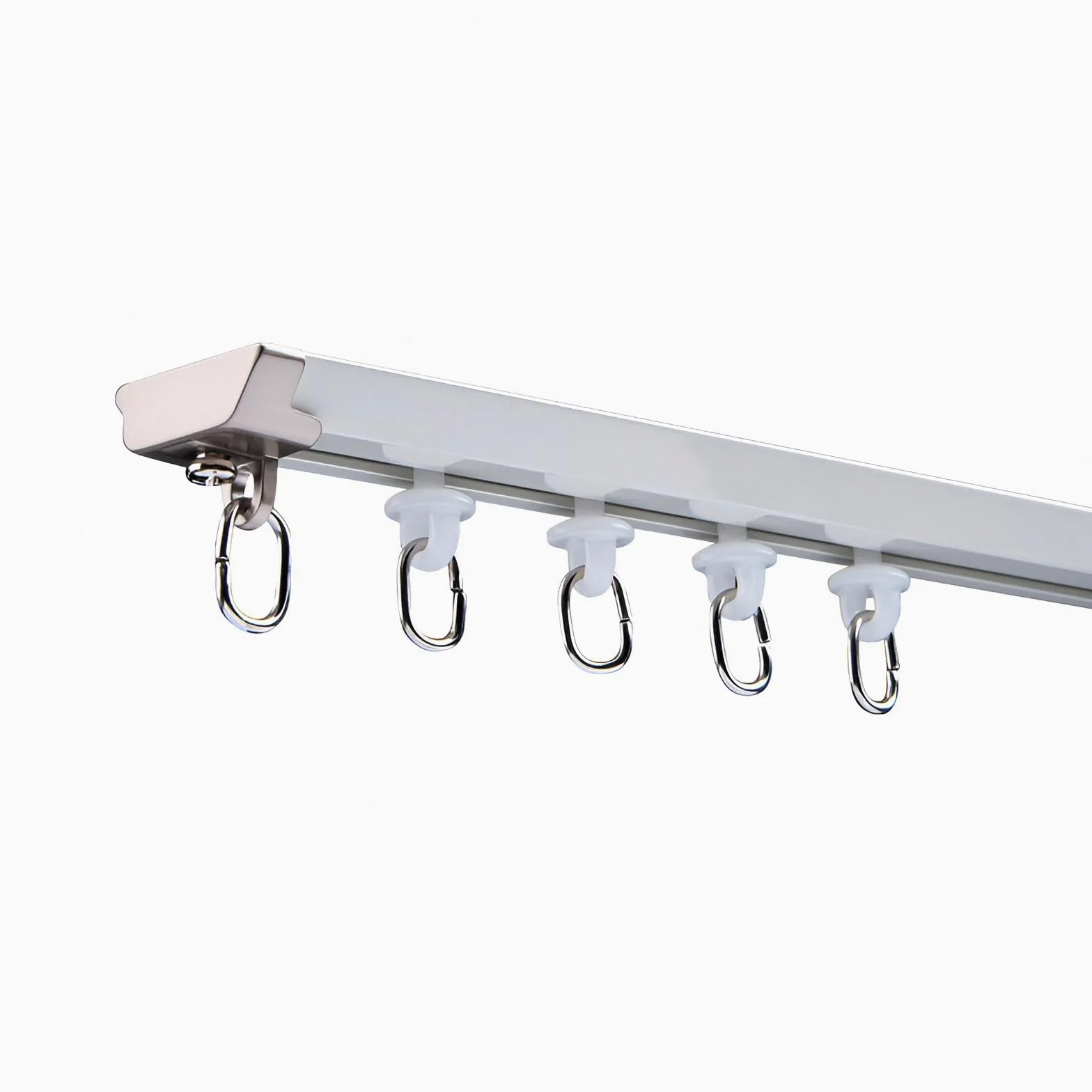 Tringle à rideaux ultra fine blanche de 120 cm avec embouts en alliage et support caché – Tringle à rideaux lisse et silencieuse pour une décoration d'intérieur élégante et une installation facile