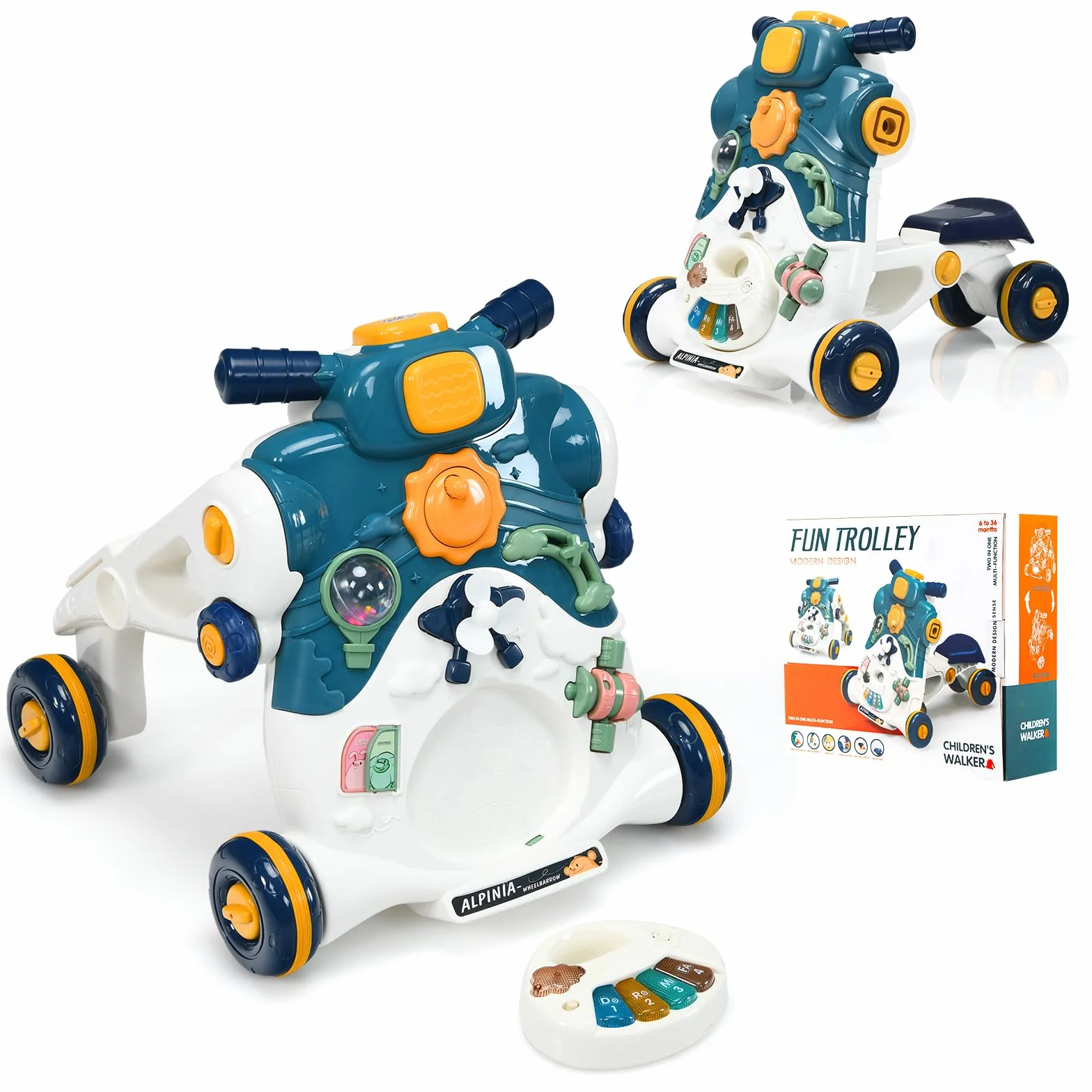 COSTWAY 3 en 1 Trotteur Bébé Évolutif avec Lumière et Musique, Voiture à Enfourcher Polyvalente, 6-36 Mois