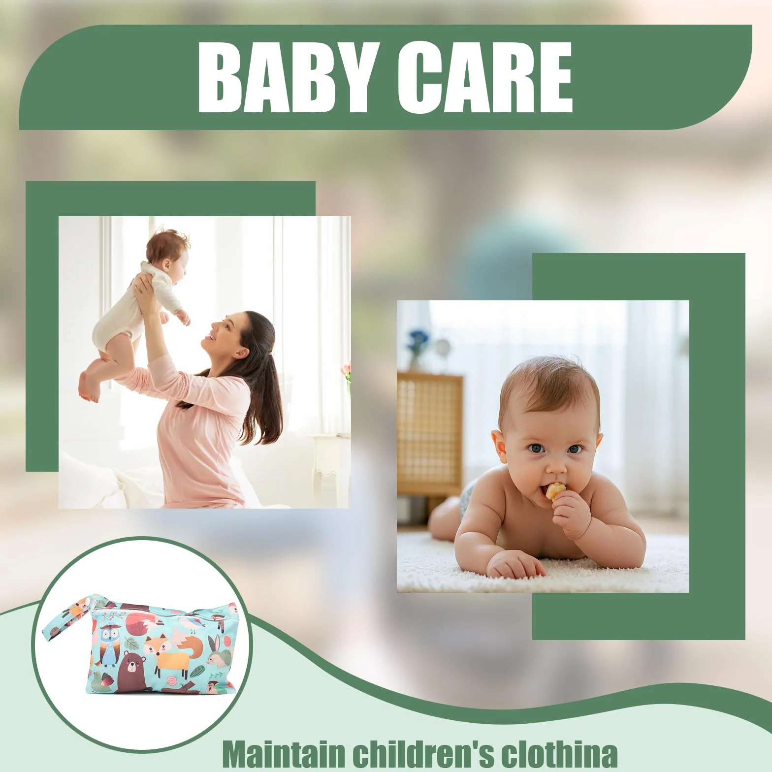 Sac à Couches Lavables 2 Pièces Wetbag Étanche pour Crèche