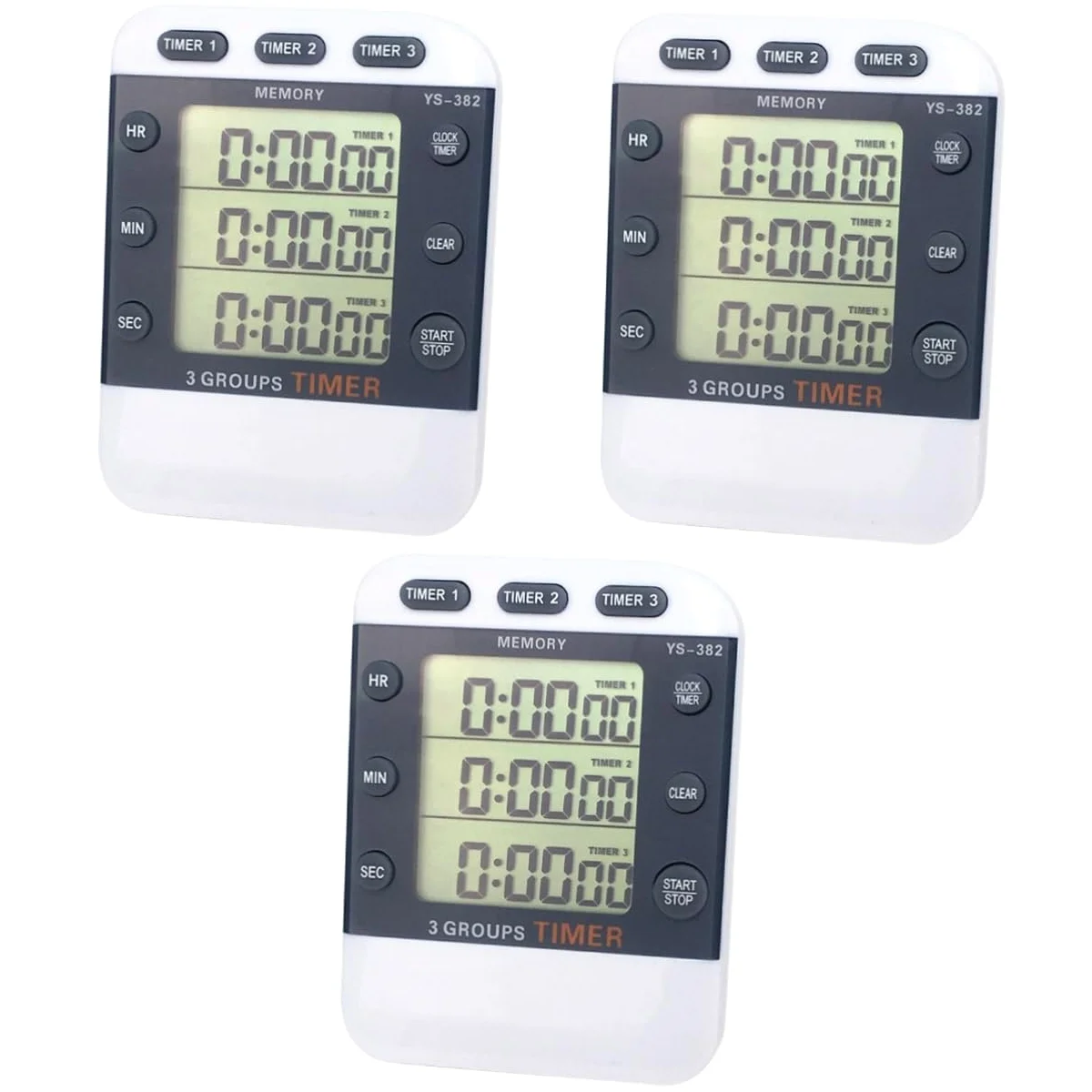 VANZACK 3 pour Batterie Horloges Minuterie Étudiants LCD Chronographe Chronomètre Jeux Numériques Rappel Horloge De Cuisine sans Ligne De Compte À Rebours Magnétique Horloge De Cuisine De
