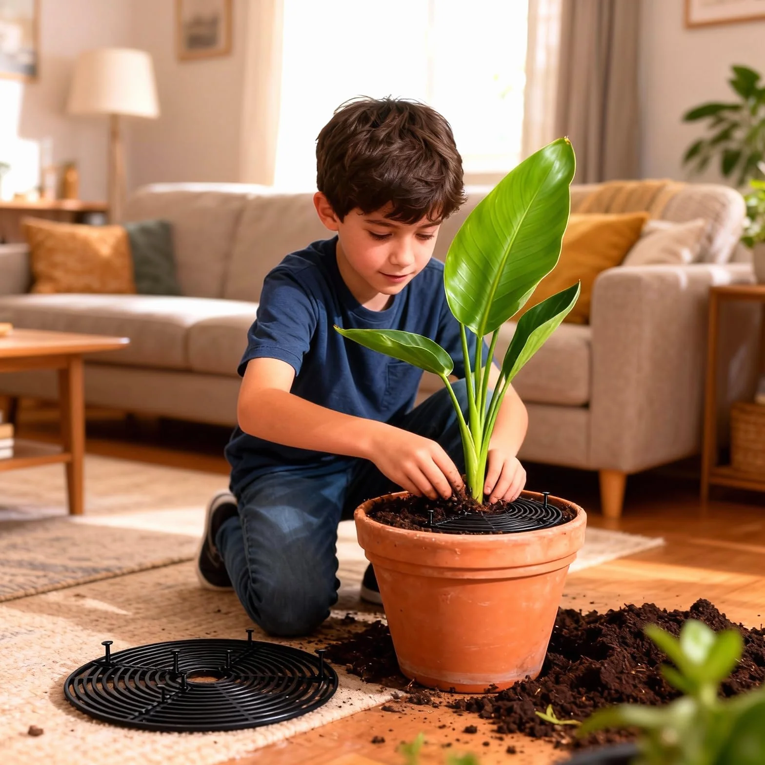 Zimoer Lot de 2 cache-pots de fleurs en plastique noir 30 cm pour chats et bébés