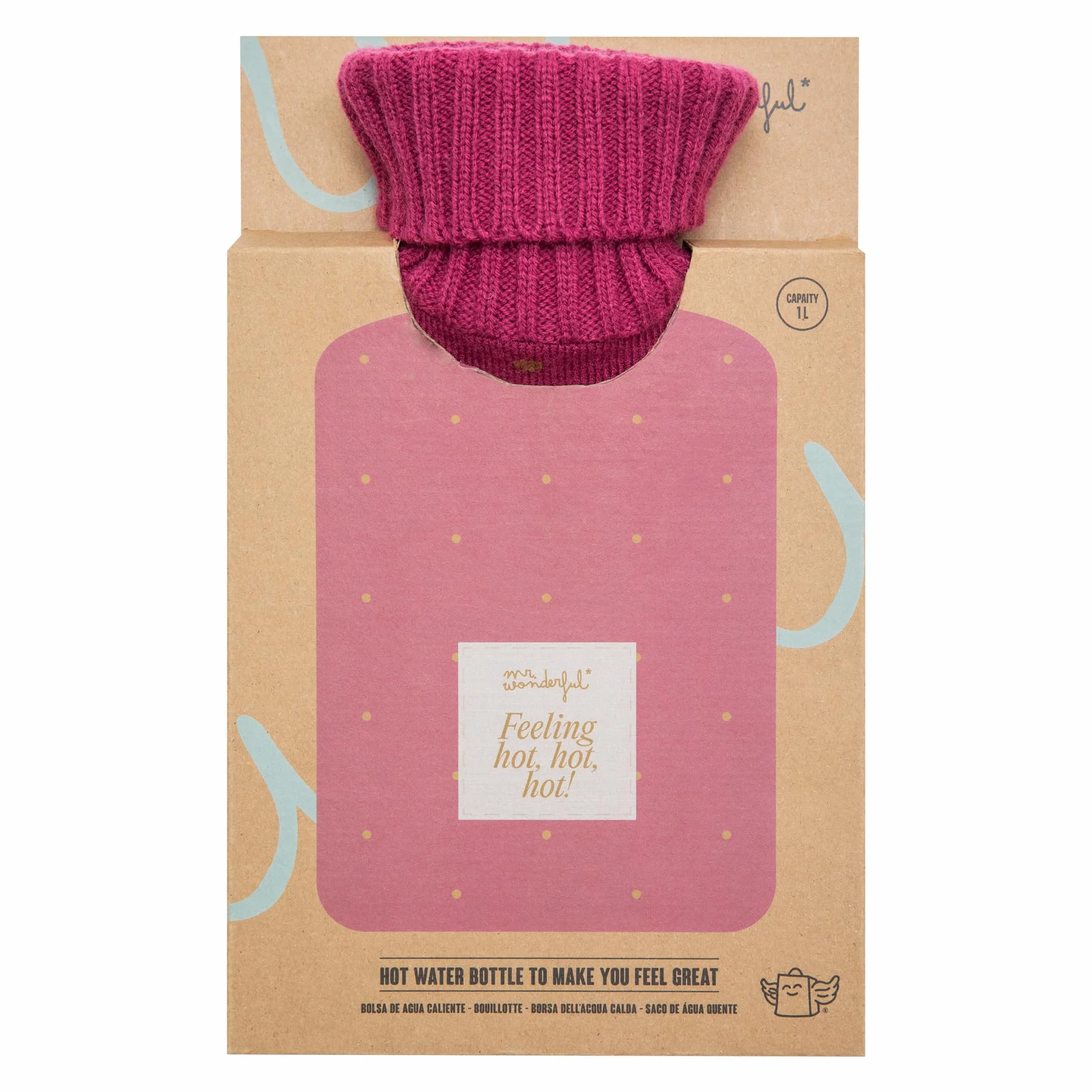 Mr. Wonderful Bouillotte en Coton 1 Litre avec Message Amusant