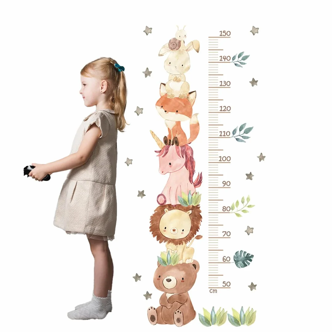 Toise murale autocollante animaux forêt pour enfants mesure 50-150 cm décoration chambre