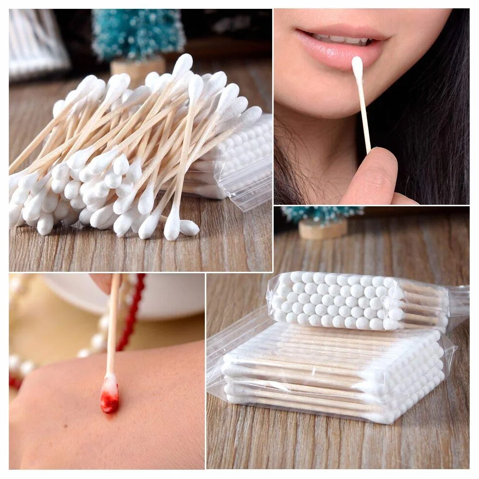 Bourgeons de Coton en Bambou 600 Pièces 6 Paquets Nettoyage Oreilles Biodégradables Double Tête