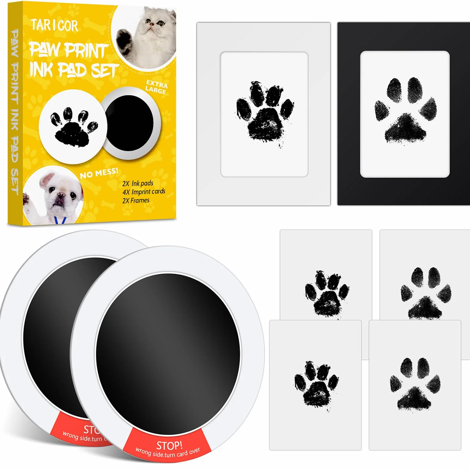 Kit Empreinte Chien et Chat avec 2 Cadres Photo Souvenir Tatouage