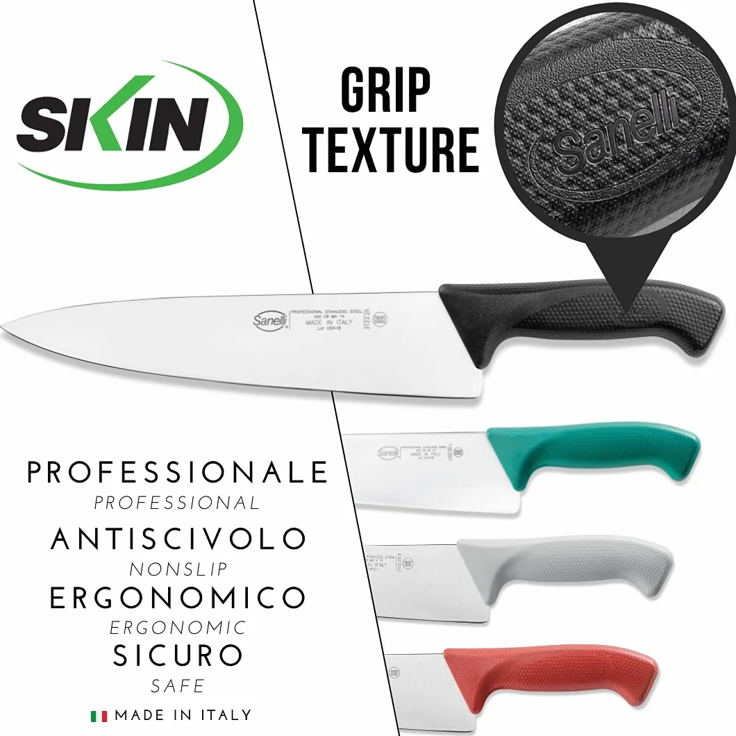 Sanelli ligne Skin Couteau à fromage 2 poignées, acier inoxydable, vert, longueur lame 30 cm.