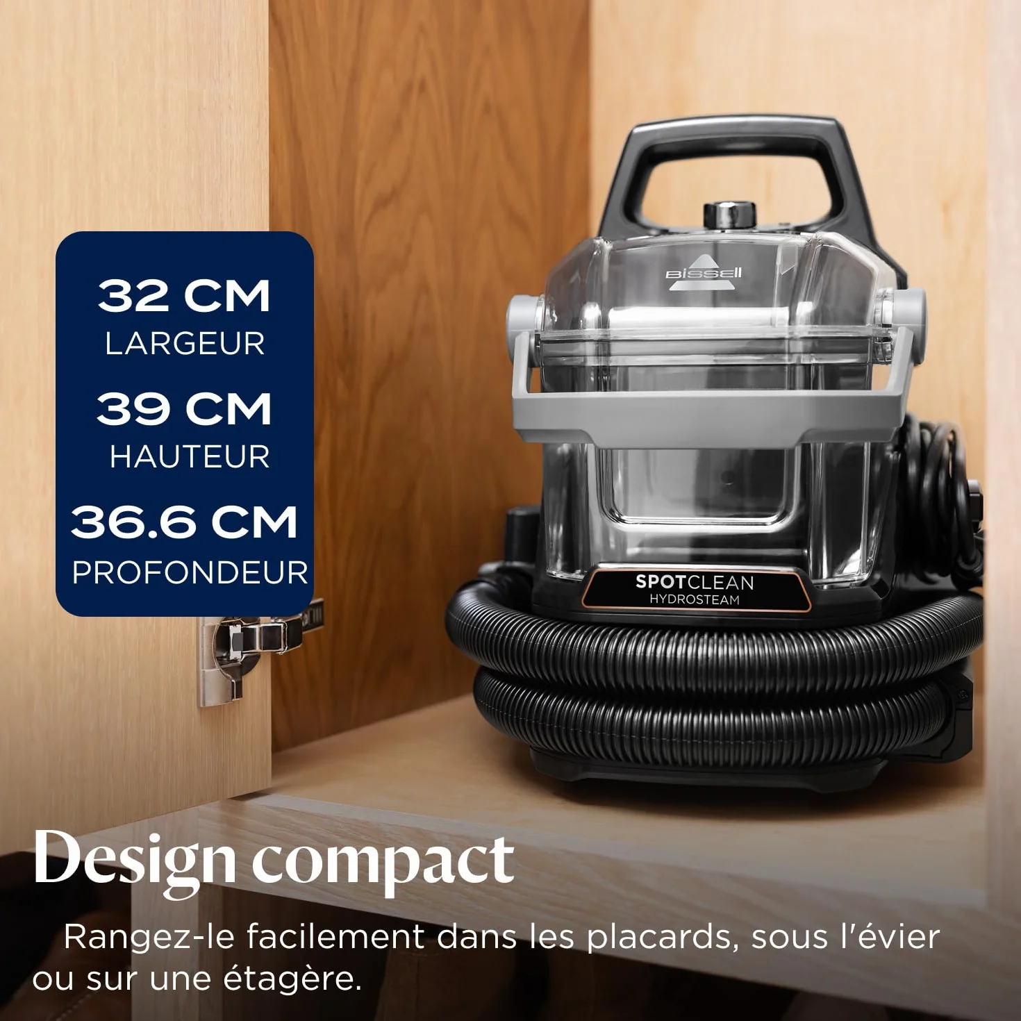 BISSELL SpotClean HydroSteam Shampouineuse Canapé 1000W Nettoyeur Vapeur HydroSteam Tapis Moquettes Meubles Tissus Voiture 3689N