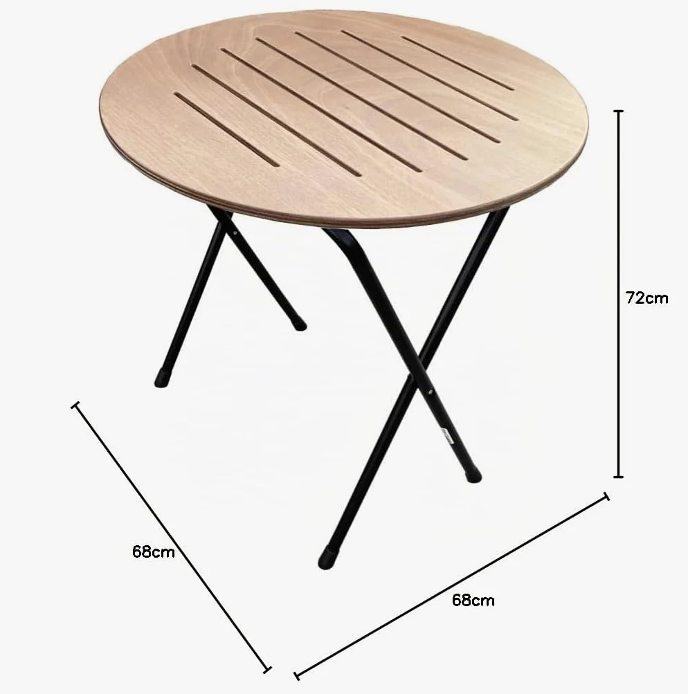 Castelmerlino Silvia Table Pliante, Métal, Okume Natural, Rond