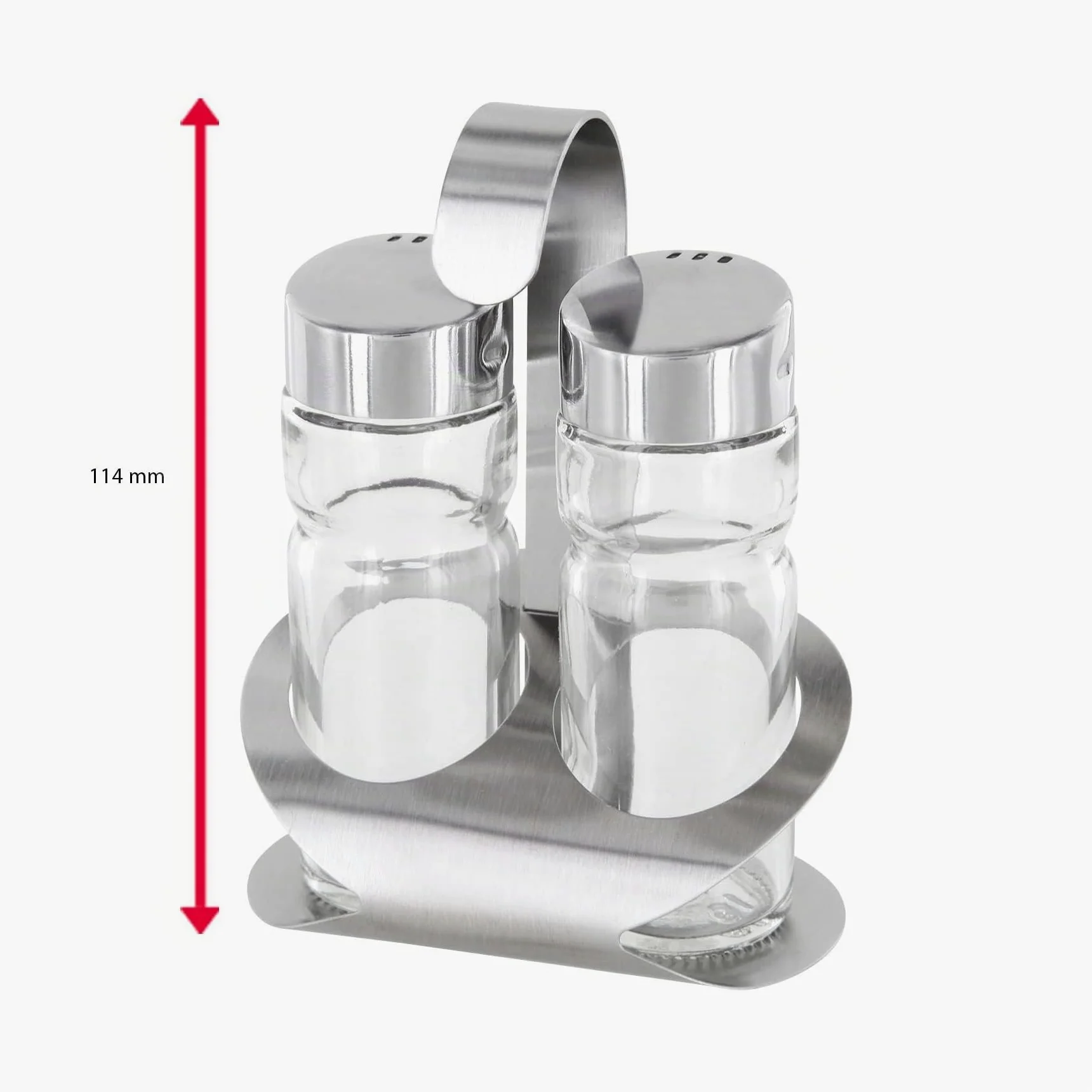 Westmark Ménage Sel et Poivre, 6 Pièces, 3 Pièces, Capacité : env. 40 ml, Acier Inoxydable/Verre, Wien, Argent/Transparent, 650222E2