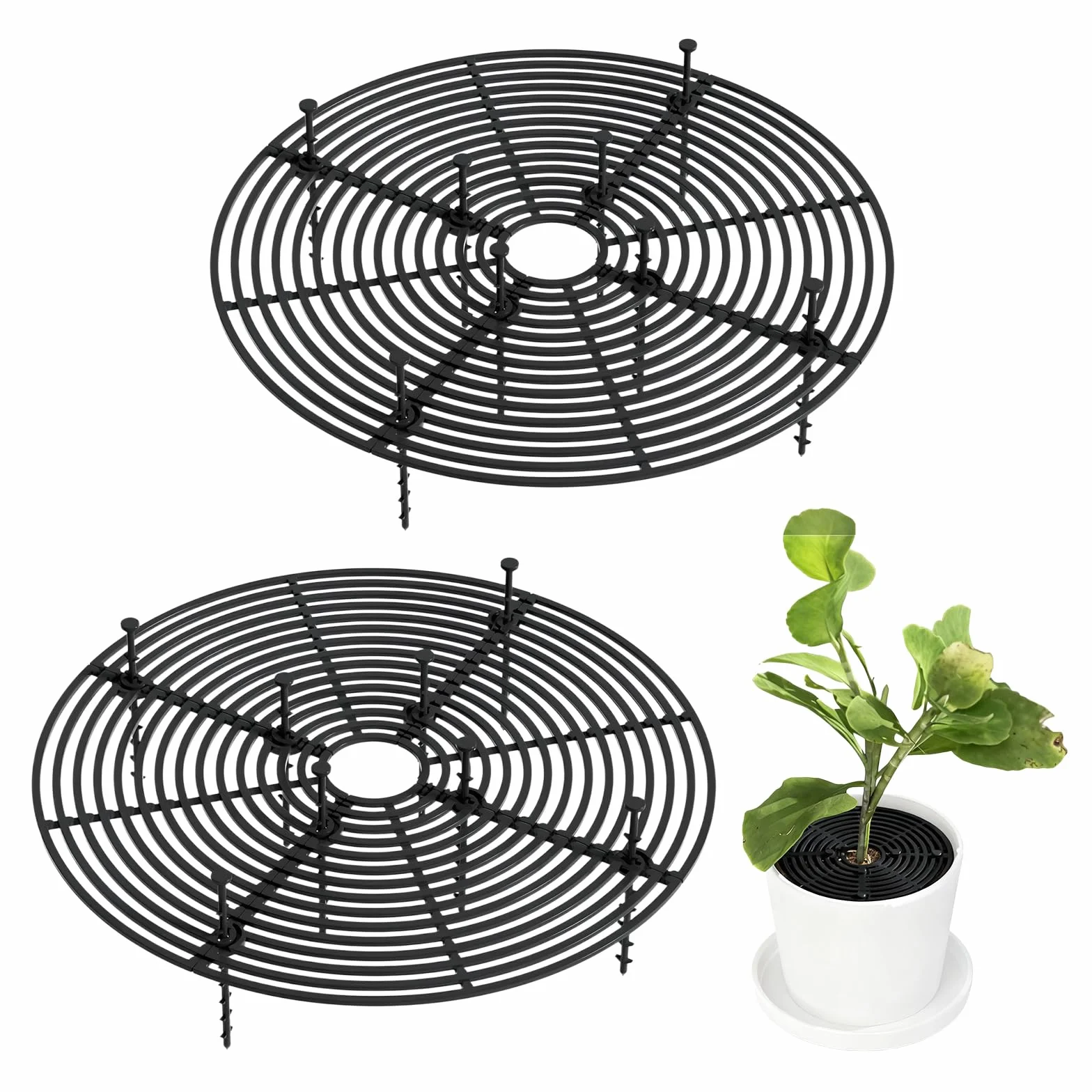 Zimoer Lot de 2 cache-pots de fleurs en plastique noir 30 cm pour chats et bébés