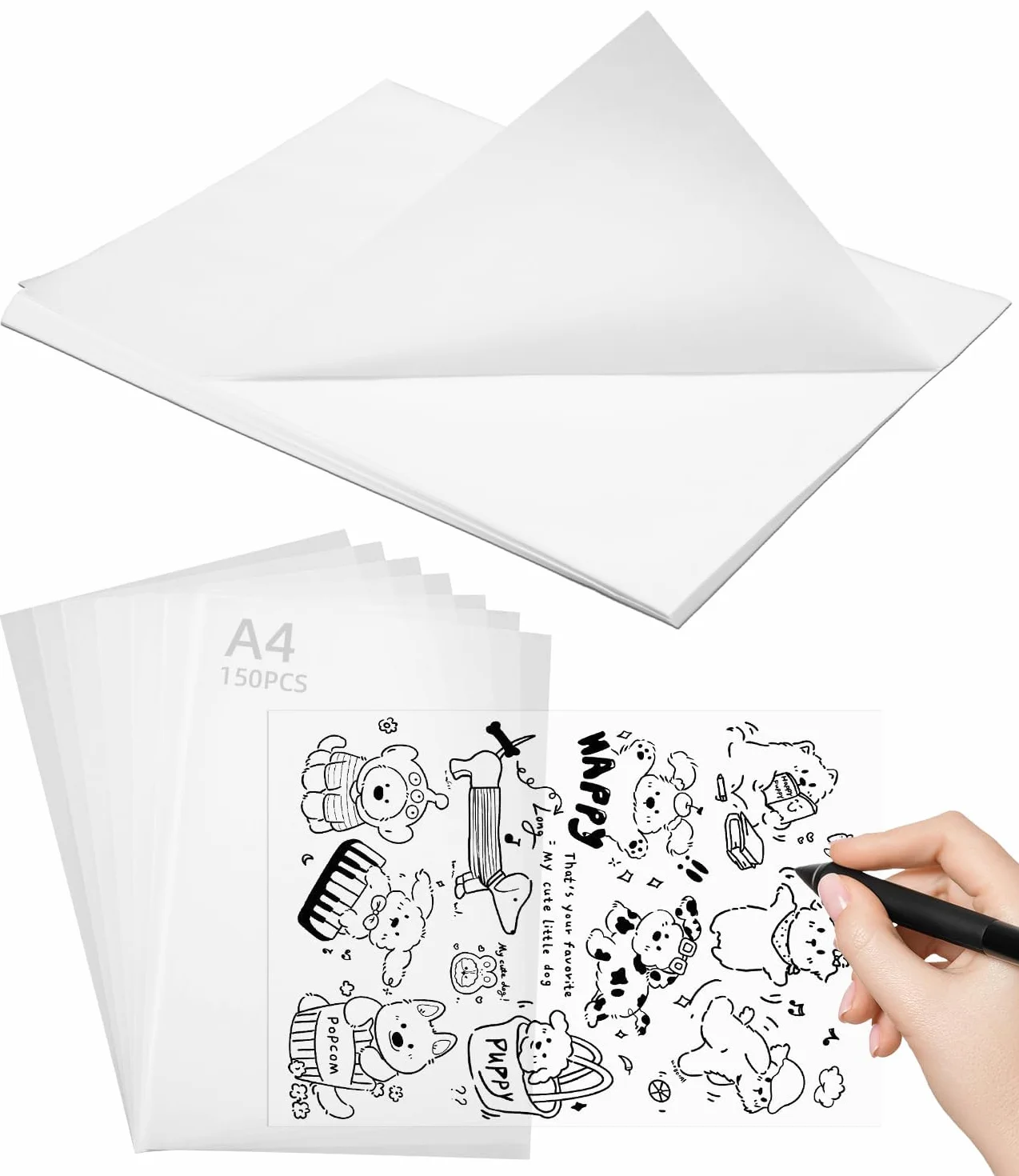 Papier Calque A4 Imprimable 55 g/m² 21×29,7cm pour Dessin et Bricolage