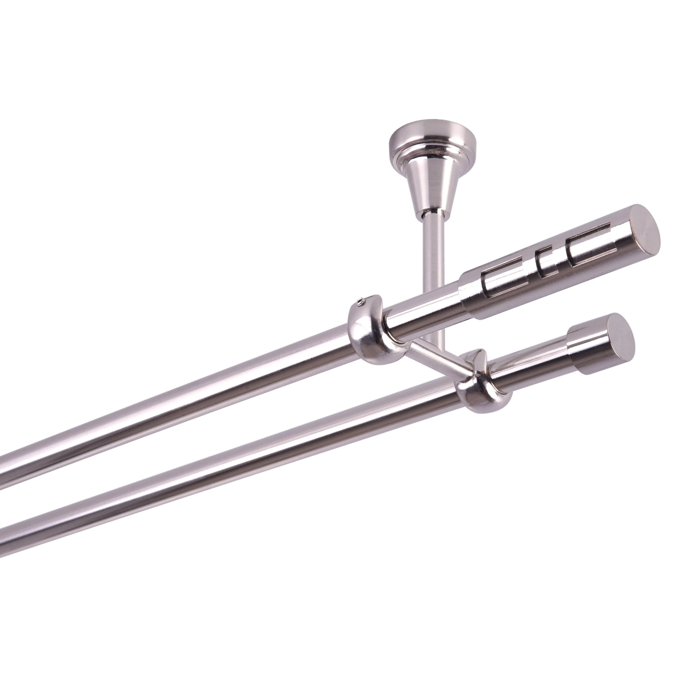 MDEKOR Tringle à rideaux 2 voies Fixation de plafond en métal aspect acier inoxydable neuf, 400