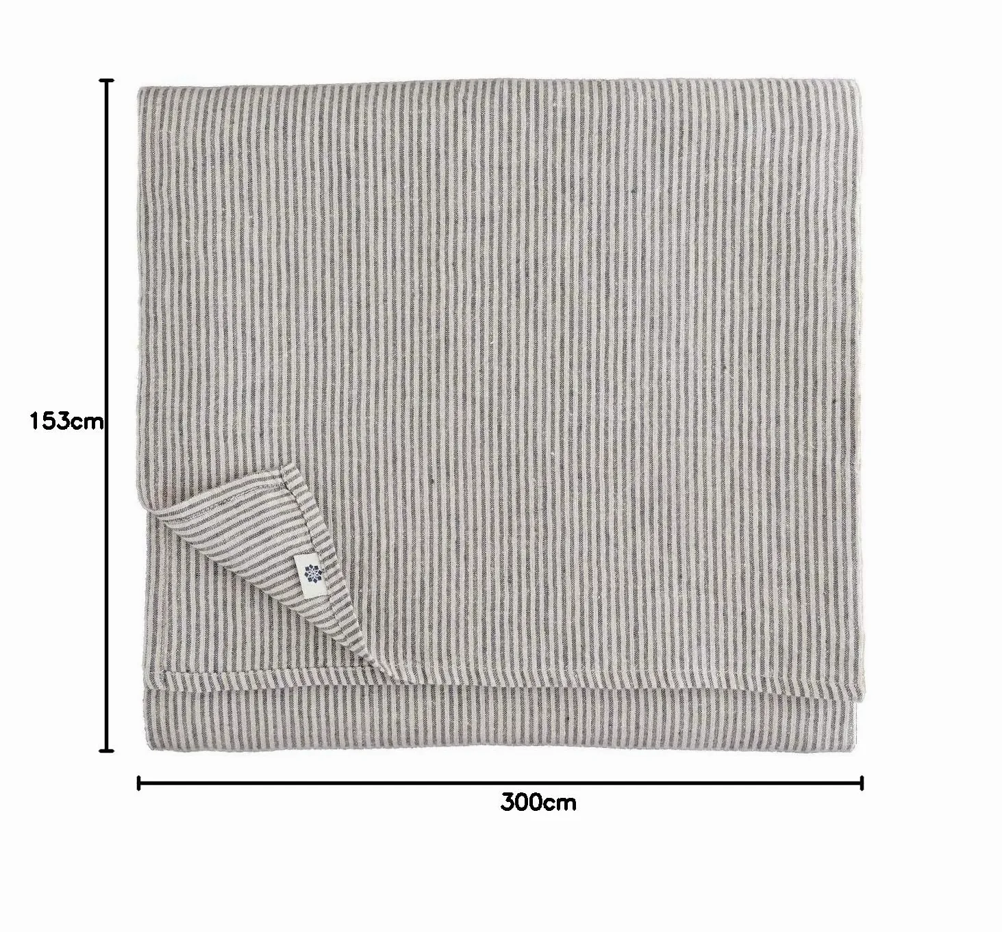 Linen & Cotton Vintage Rustique Rayée Nappe en Tissu Bjorn - 100% Lin Lavé, Beige Naturel Noir (153 x 153 cm) Drap de Table Champetre Campagne Carrée Lavable Machine pour Maison Cuisine Salle à Manger