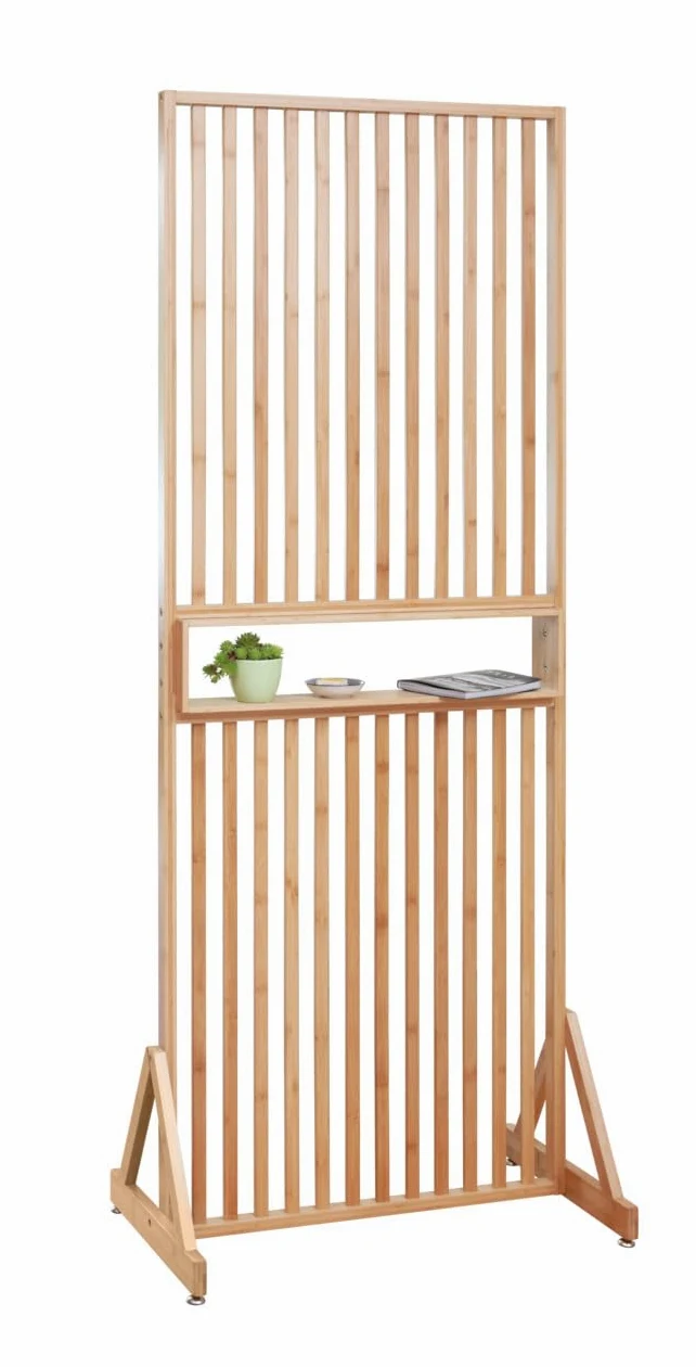 WENKO Séparateur de pièce Kailua, cloison de qualité 100% Bambou avec étagère intégrée, idéal pour Partager des pièces ou comme élément de déco, (l x h x p) : 72 x 178 x 40 cm, Brun