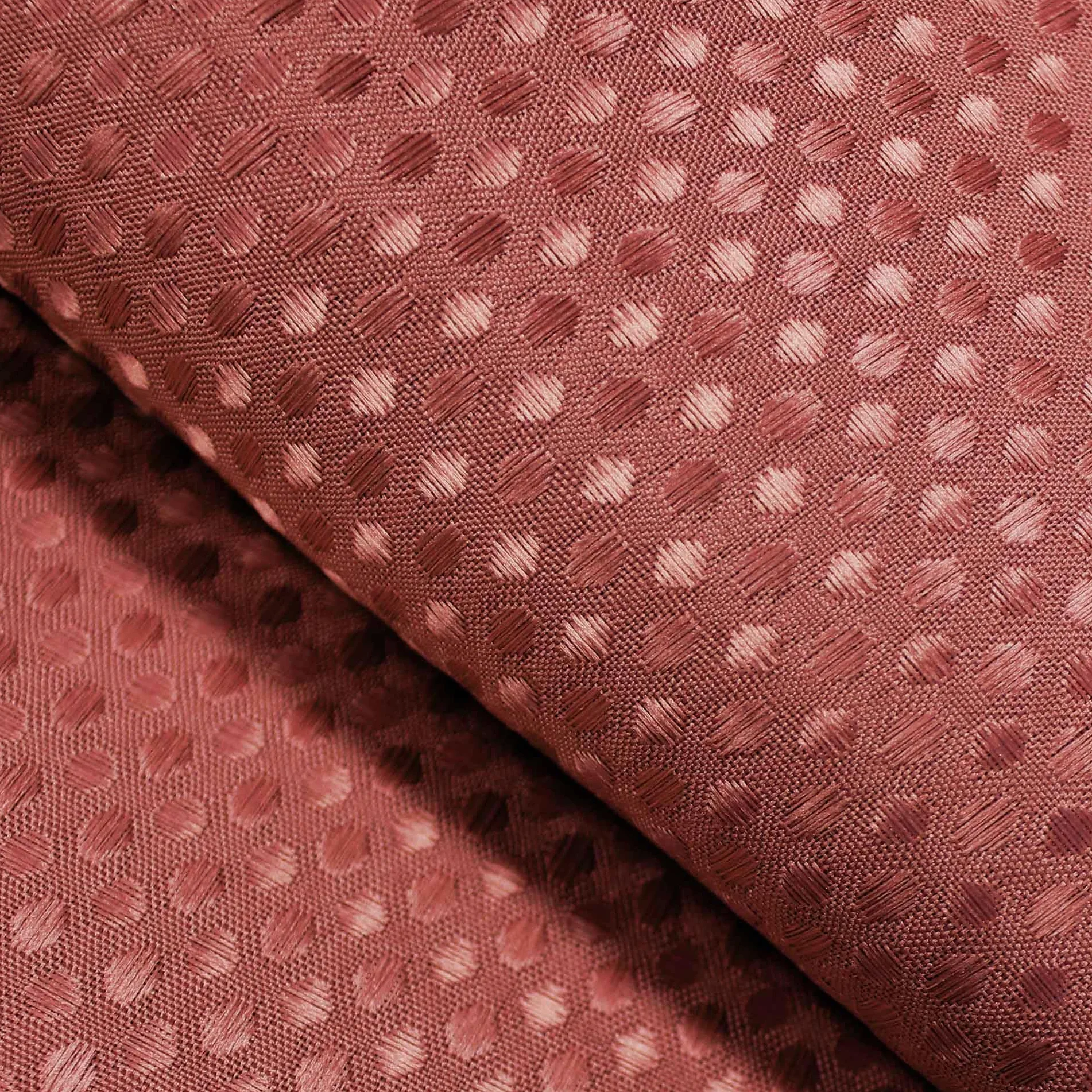 Douceur d'Intérieur, Rideau de Douche avec Crochets (180 x 200 cm) Quartz Terracotta, Jacquard Uni (Lot de 4)