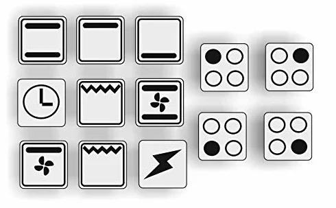 Autocollants pour cuisinière électrique - Symboles noirs sur fond transparent, 14 x 14 mm - Lot de 13