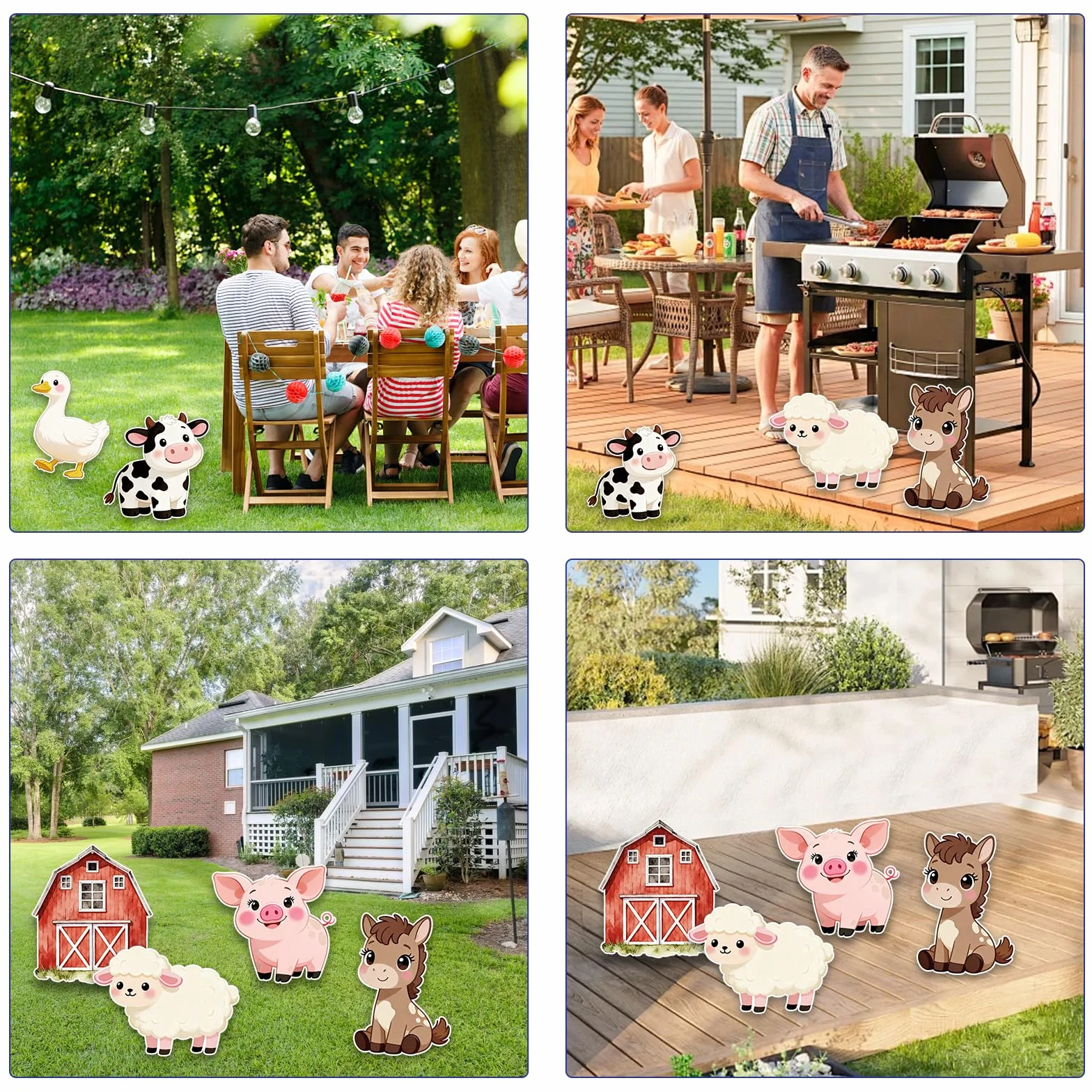 Silhouettes d'animaux de la Ferme en Papier Grand Format Lot de 6 avec Support