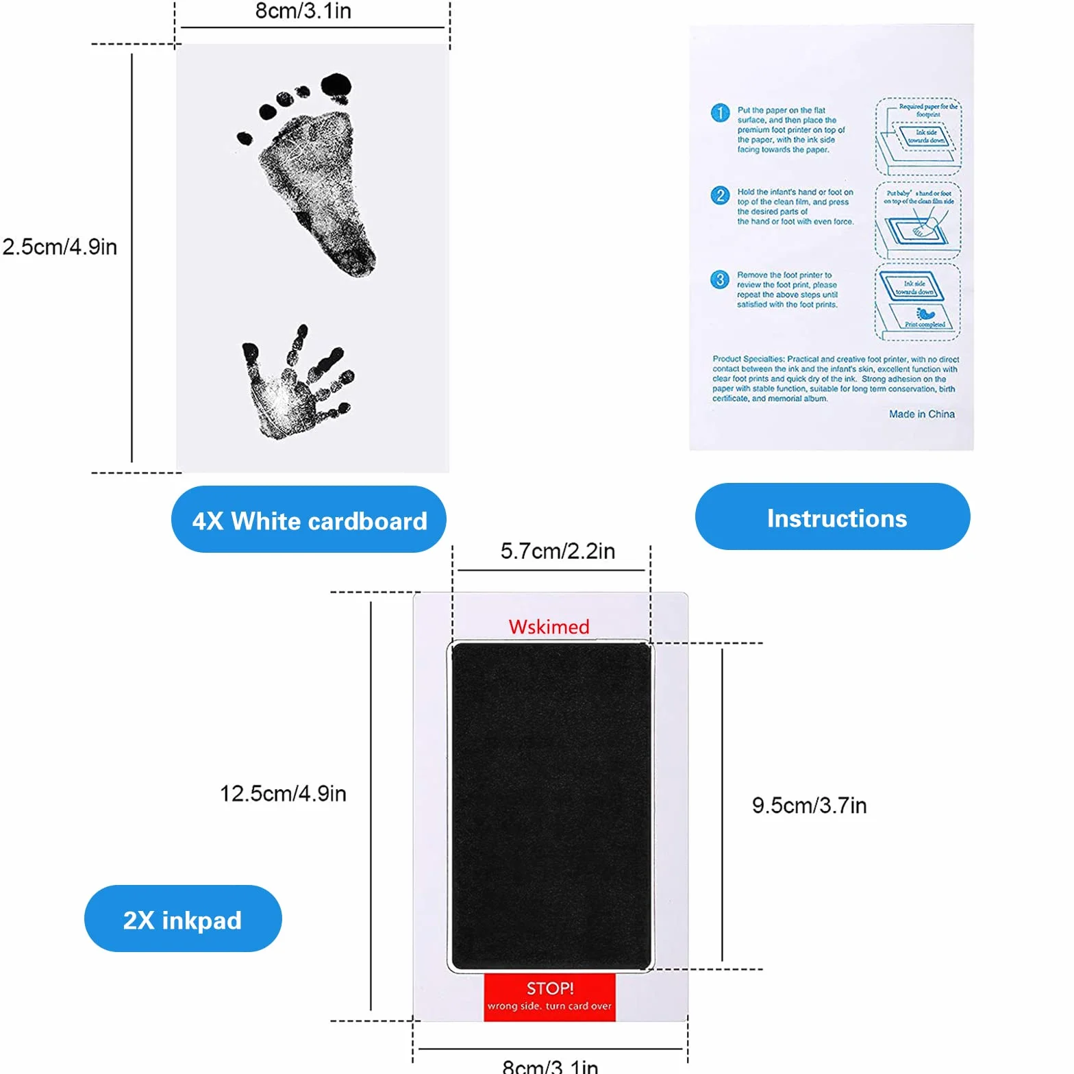 Kit Empreinte Bébé Pieds et Mains, Encre Sûre Inoffensive, Cadeau Souvenir Nouveau-né