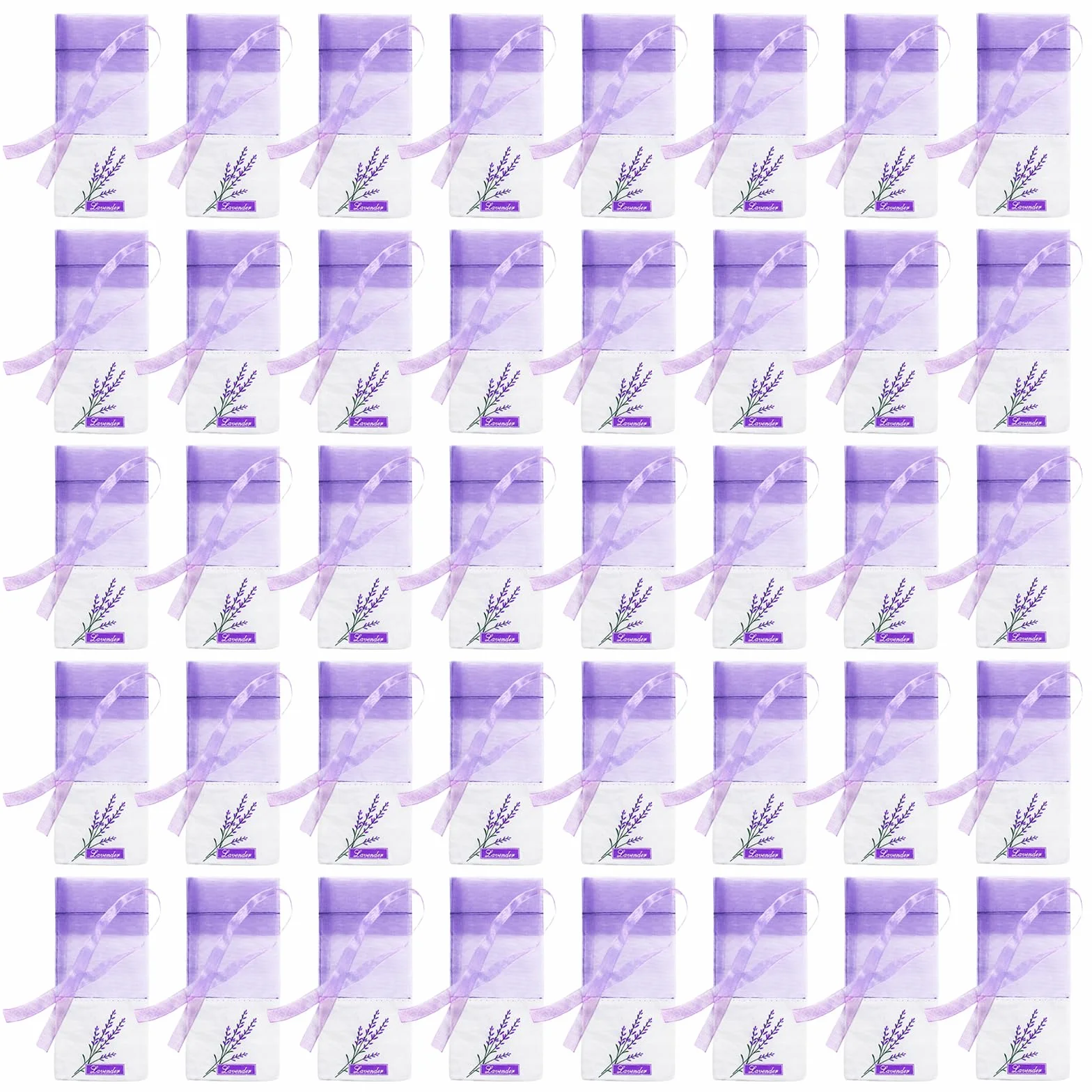 Sacs De Sachet De Lavande Vide 40 Pcs avec Cordon De Serrage Violet Pâle