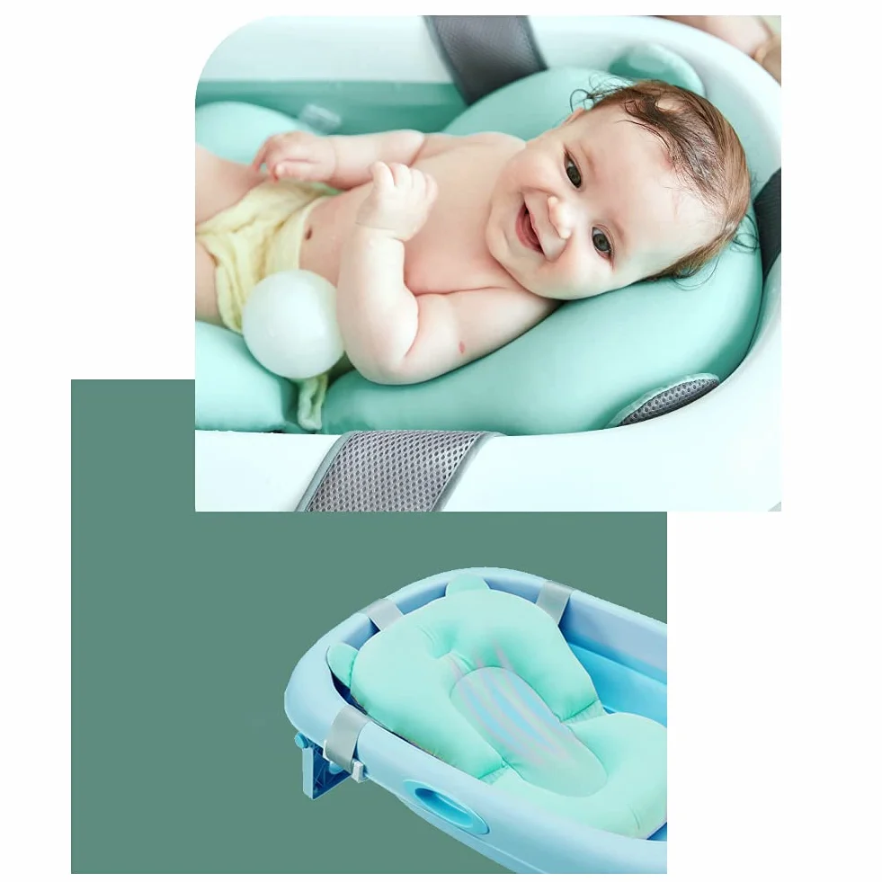 Coussin de Bain Réglable pour Bébé - Siège de Bain pour Tout-Petit, Réducteur de Baignoire, Tapis Antidérapant Pliable