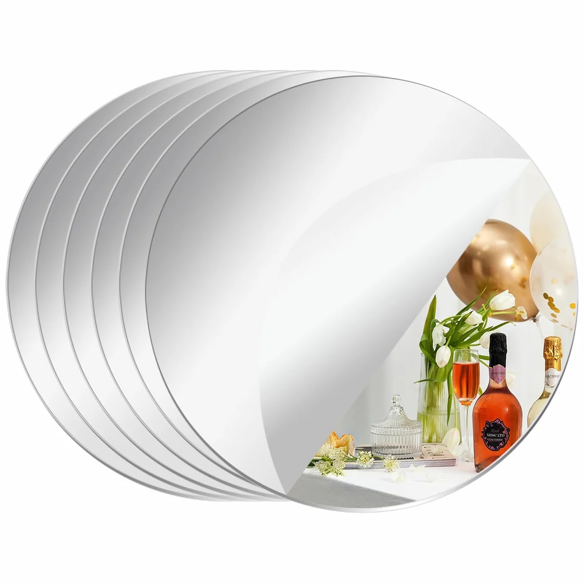 Lot de 6 carreaux de miroir ronds pour décorations de table