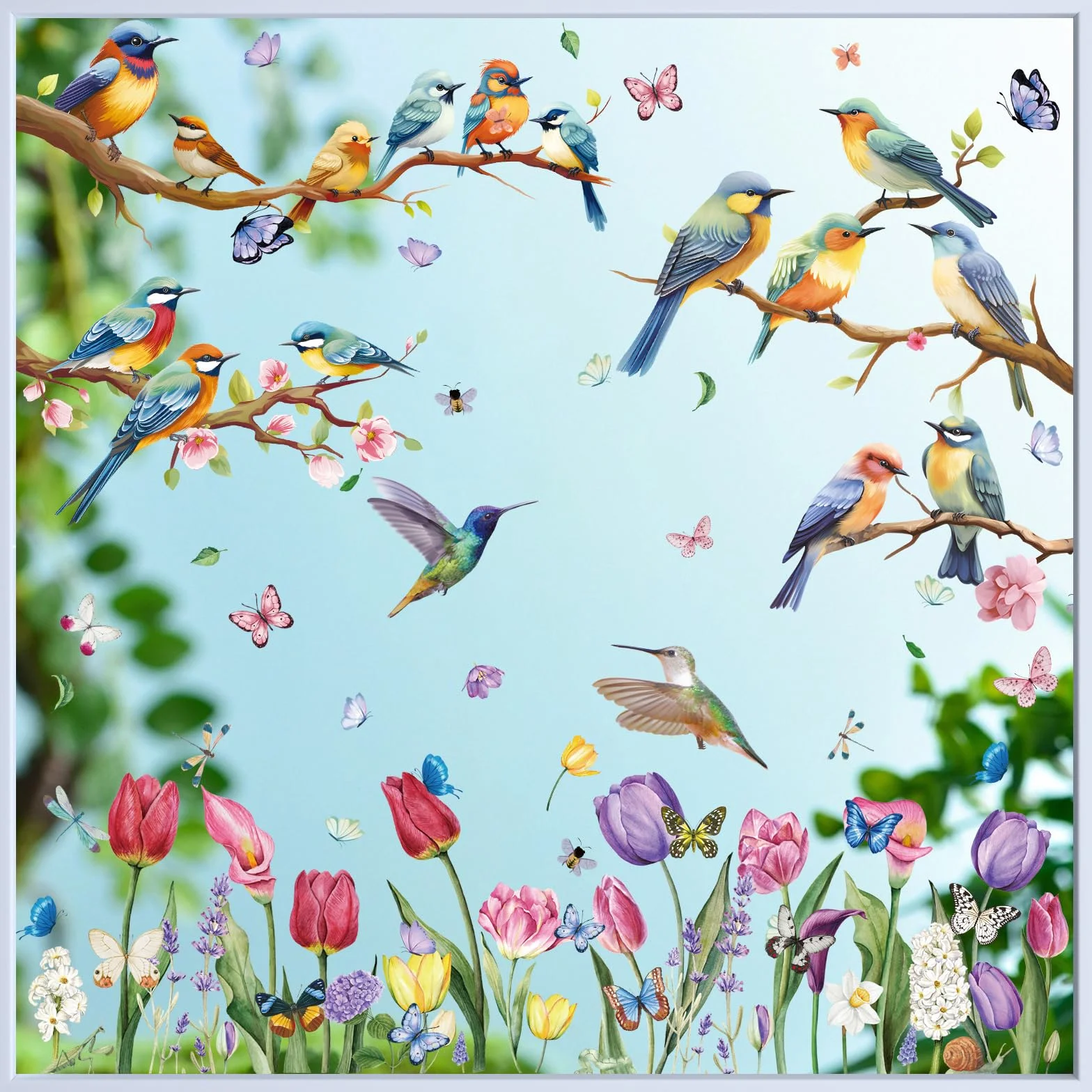 Autocollants de Fenêtre Printemps 76Pcs Hianjoo Anti-Collision Film PVC Décoration
