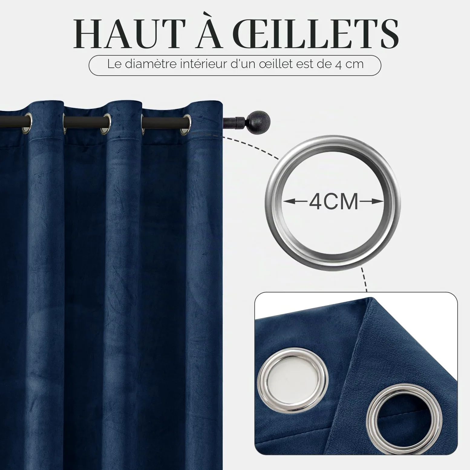 Ystyle Rideau Occultant Velours Lot De 2, 140x300cm, Bleu Foncé | Rideaux Salon Rideau Thermique Isolant Anti Chaud Intérieurs, Rideau Phonique Anti Bruit, Moderne Chambre Maison Dressing