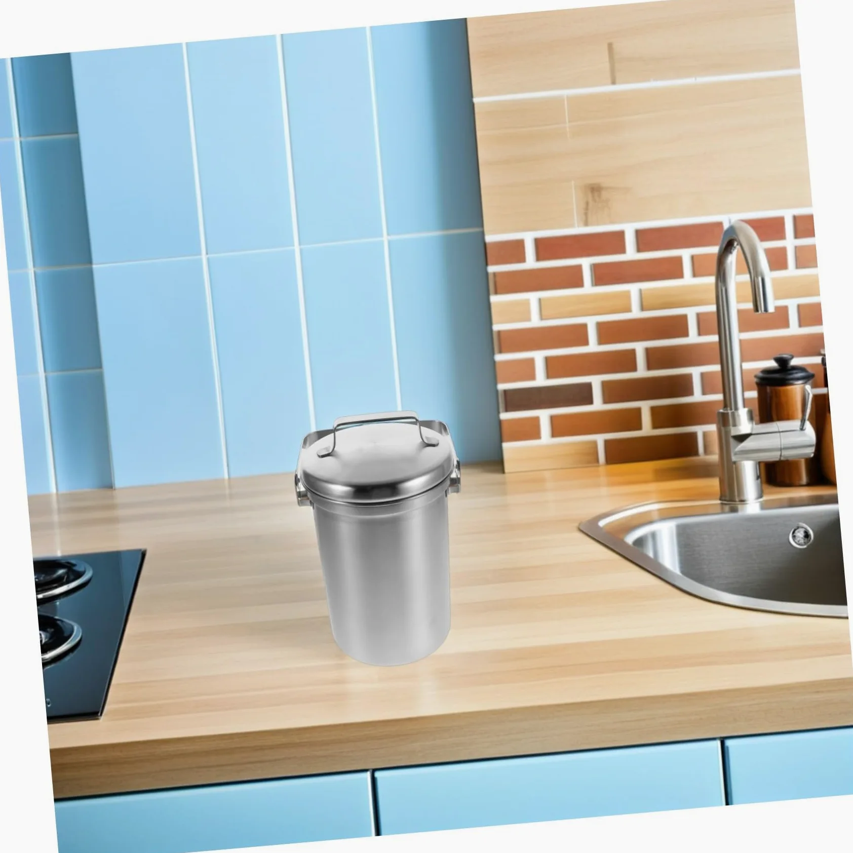 Lurrose Poubelle Compost la Cuisine en INOX 3L Couvercle Étanche, Bac à Déchets Alimentaires pour Recyclage Domestique et Usage en Intérieur