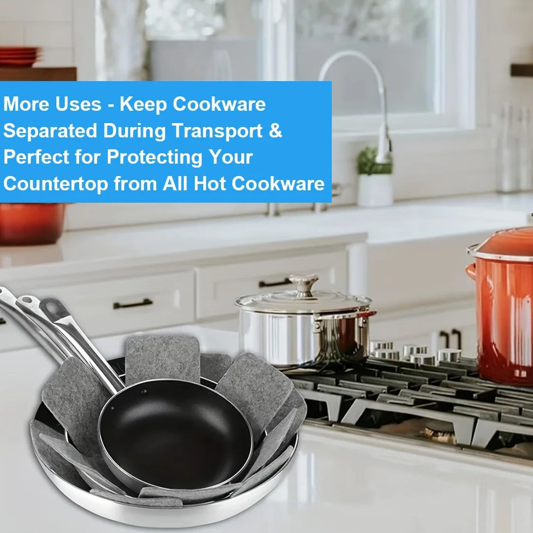 Protege Poele Protection Poele et Casserole Dessous de Plats 12 Pieces Gris+Noir
