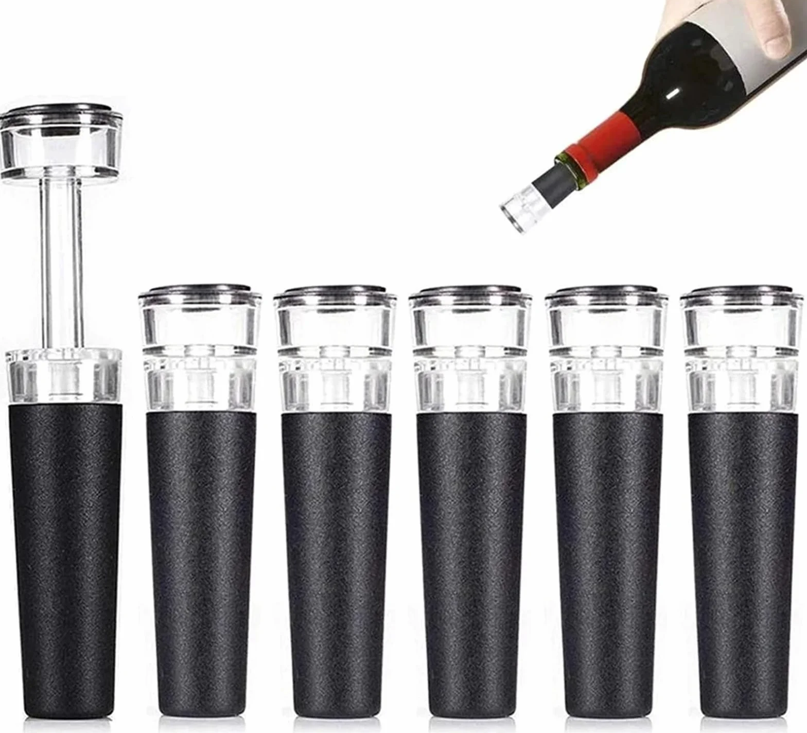 Bouchons de vin 20 pièces bouchon bouteille sous vide pompe intégrée réutilisable bouchons en Silicone étanches for garder le Champagne frais