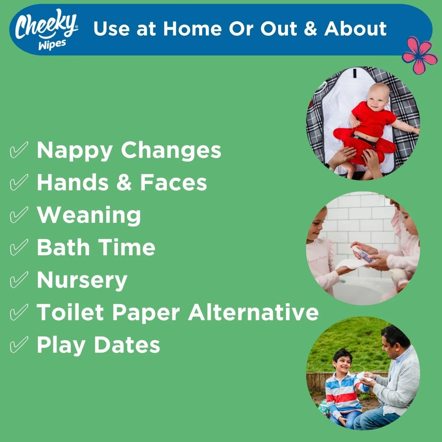 Cheeky Wipes Lot de 25 lingettes en coton bio épais 15 x 15 cm réutilisables extra douces