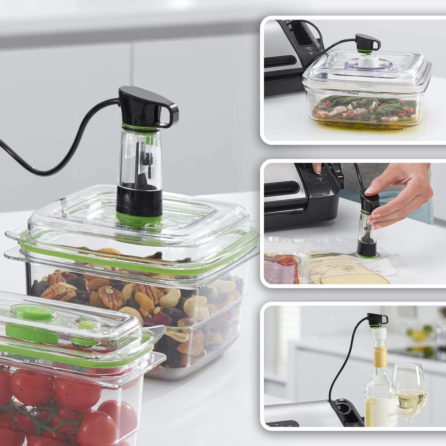 Machine Sous Vide FoodSaver FFS017X avec Compartiment Rangement Rouleau et Cutter, Fonction Marinade, Sacs Sous Vide et Adaptateur