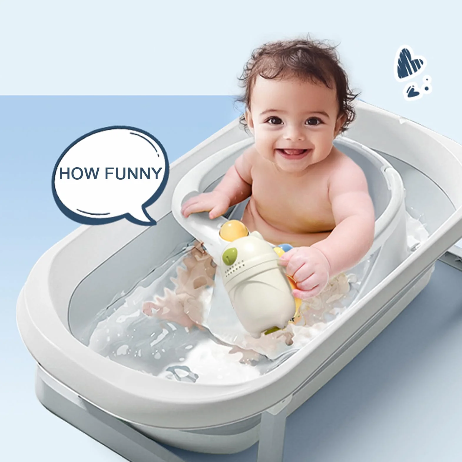 Bebamour Siège de bain bébé 6 mois+ Antidérapante Baignoire avec Jouets Pot à eau