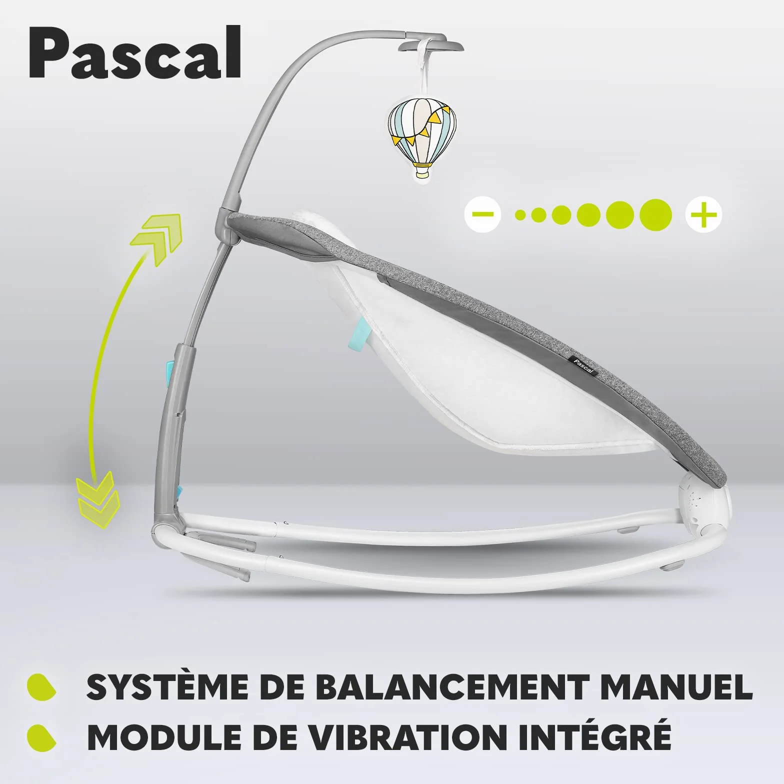 Lionelo Pascal transat bébé vibrations 12 mélodies dossier réglable barre jouets pliage compact