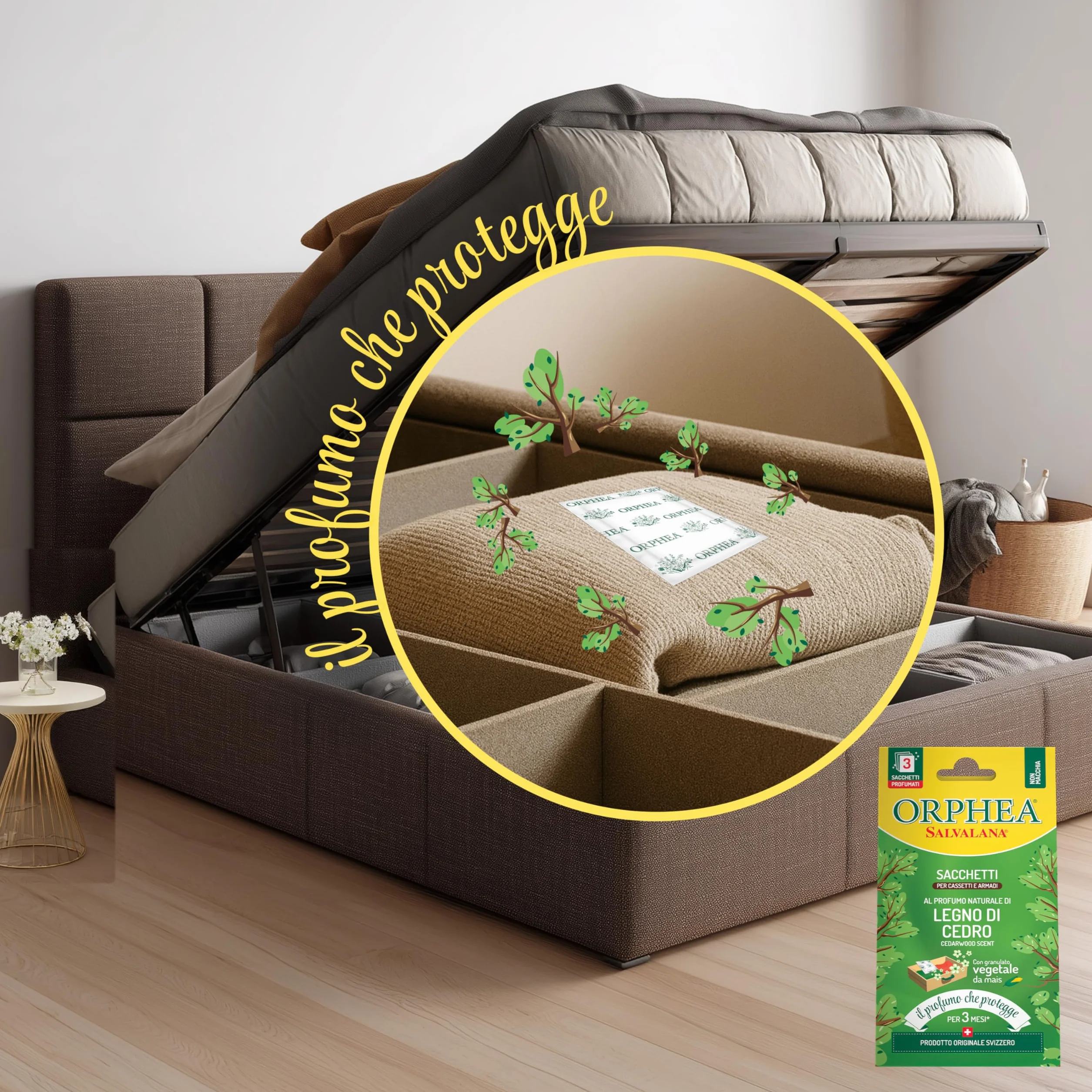 Orphea Salvalana Sacs pour Tiroirs et Armoires Parfum Bois de Cèdre 3 Pièces