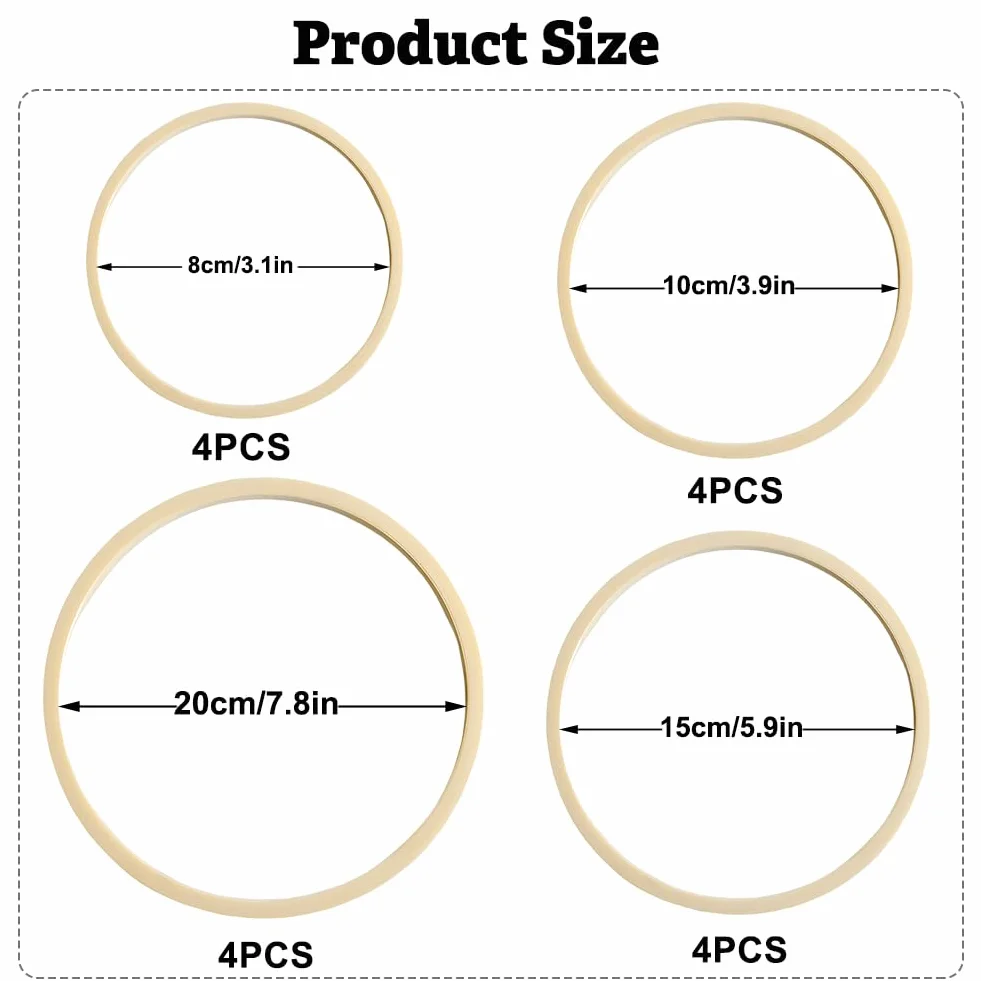 Attrape-rêves en bois 4 tailles 8-20 cm Rondelles pour bricolage DIY
