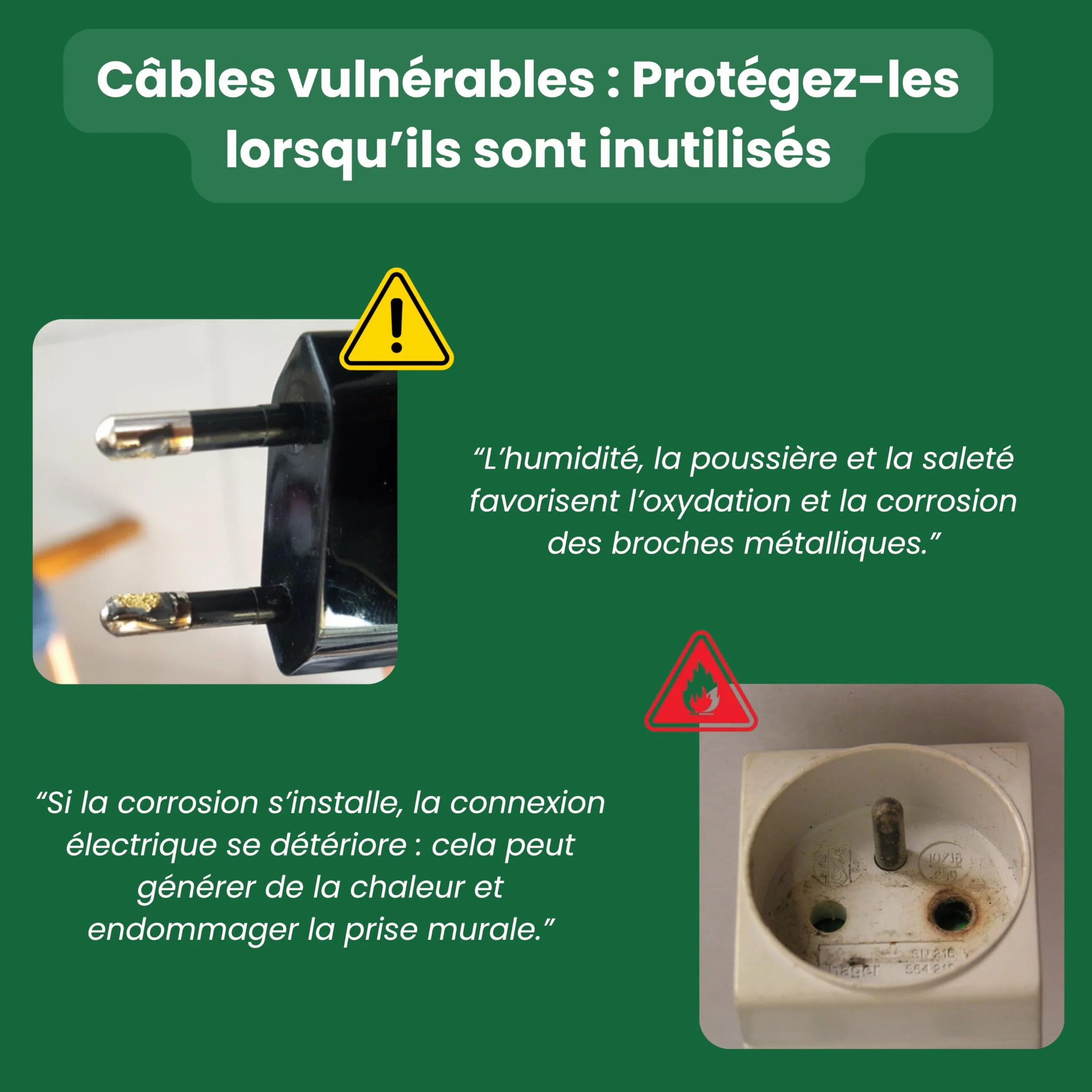 Lot de 4 Capuchons de Protection Câble Électrique EU CEE 7/16 Anti-Poussière Anti-Corrosion