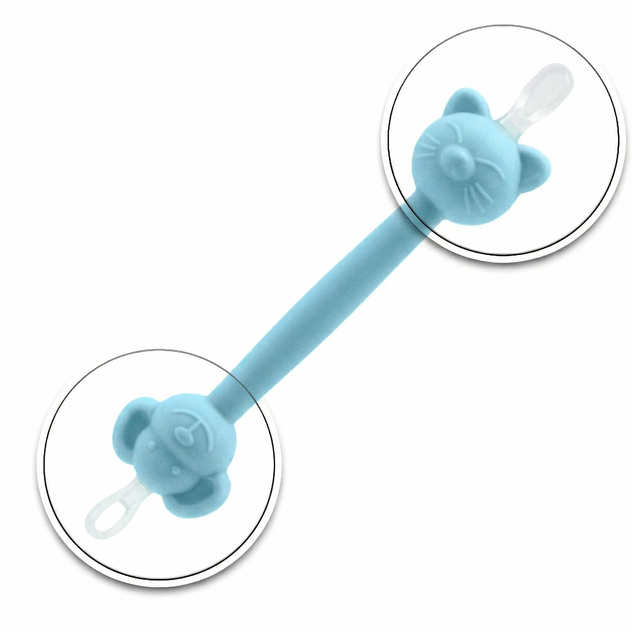Cure Nez Bébé Sécurisé Nettoyeur Nasal Manuel Double Embout Boucle Anti-Insertion Hygiène Nasale Nourrisson Enfant Réutilisable Bleu